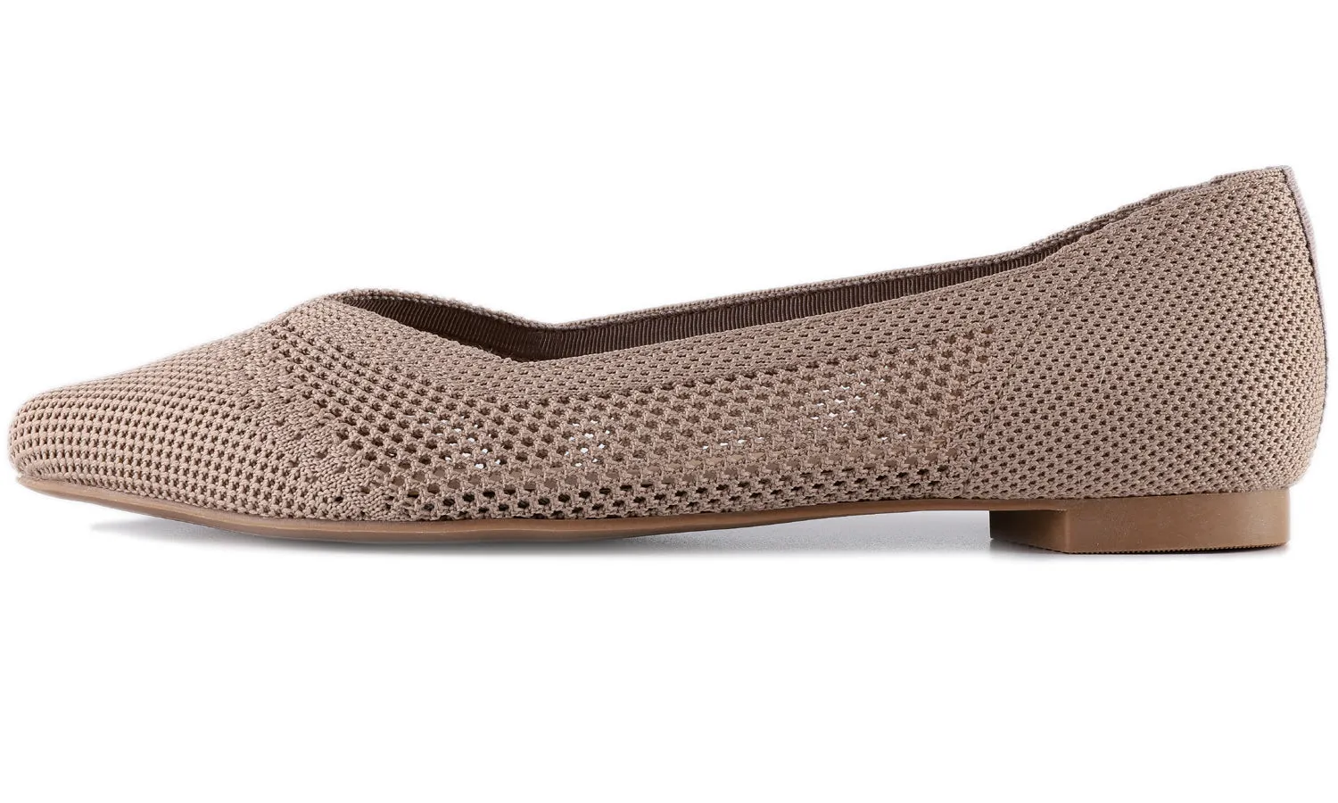 Feversole Women's Woven Fashion Breathable Knit Flat Shoes Pointed Khaki