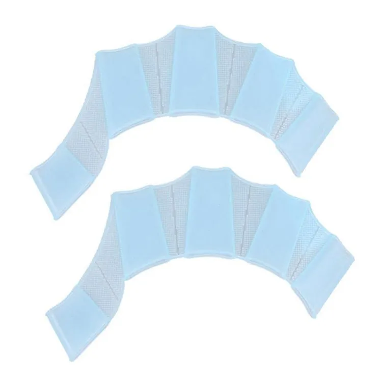Finger Flexible Silicone Swimming Gloves (Middle Size)(Blue)
