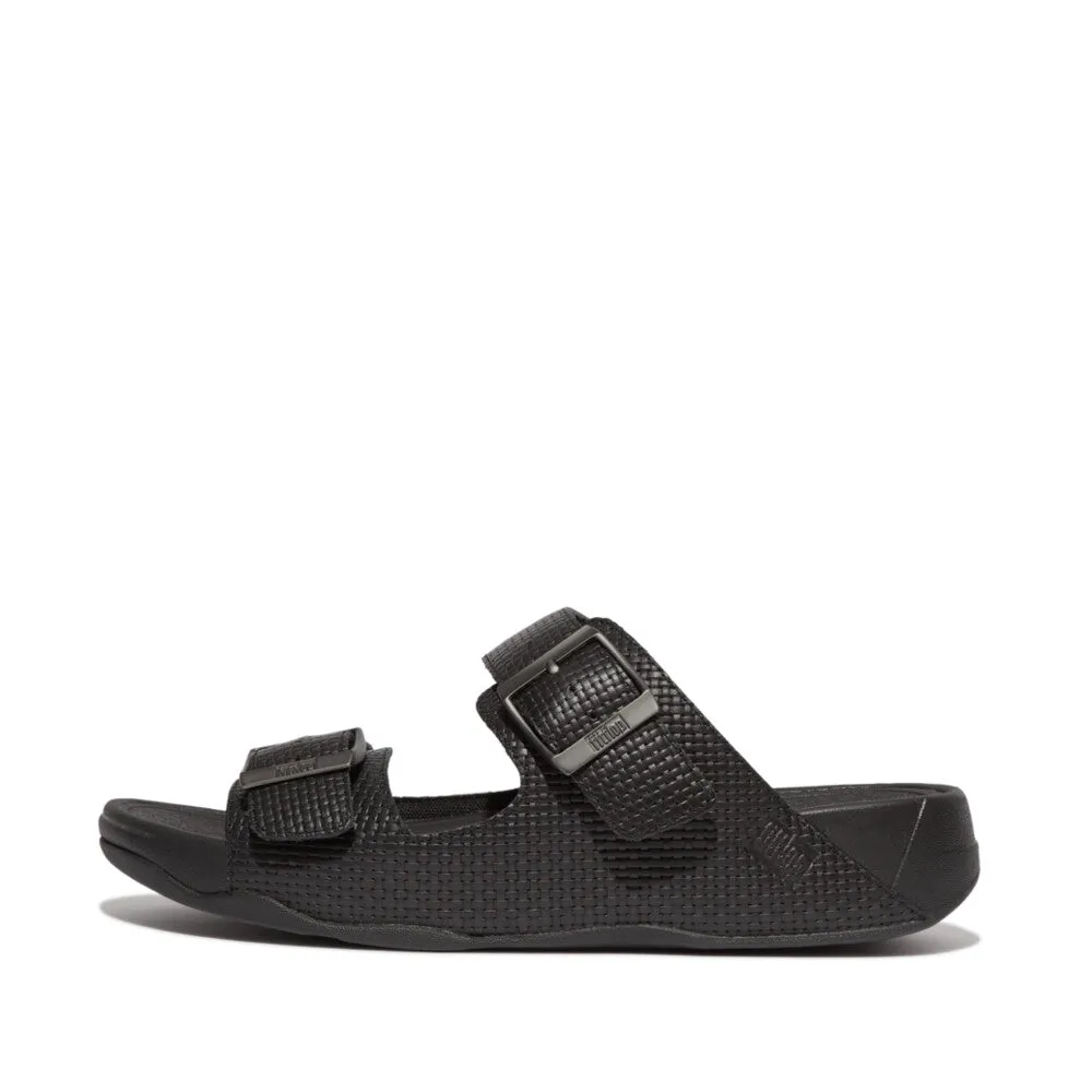 GOGH MOC Men's Buckle Weave-Embossed Leather Slides