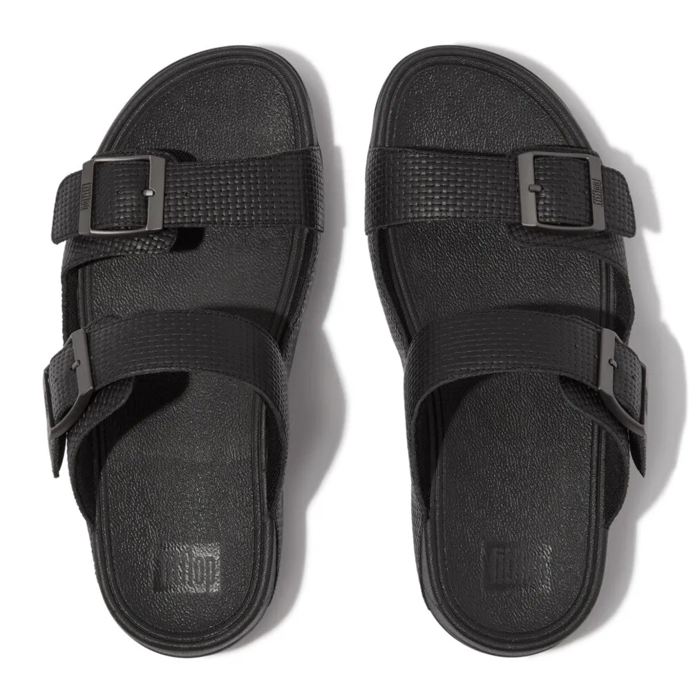 GOGH MOC Men's Buckle Weave-Embossed Leather Slides