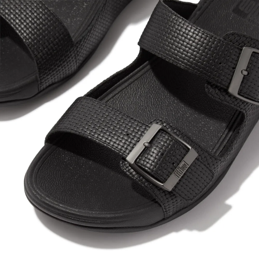 GOGH MOC Men's Buckle Weave-Embossed Leather Slides