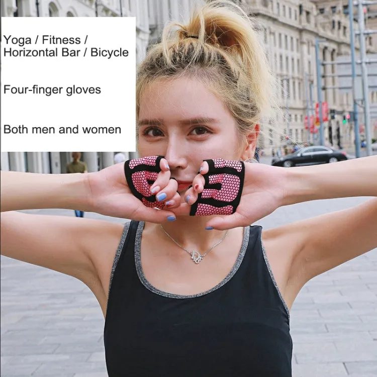 Half Finger Yoga Gloves Anti-skid Sports Gym Palm Protector, Size: L, Palm Circumference: 19cm(Blue)