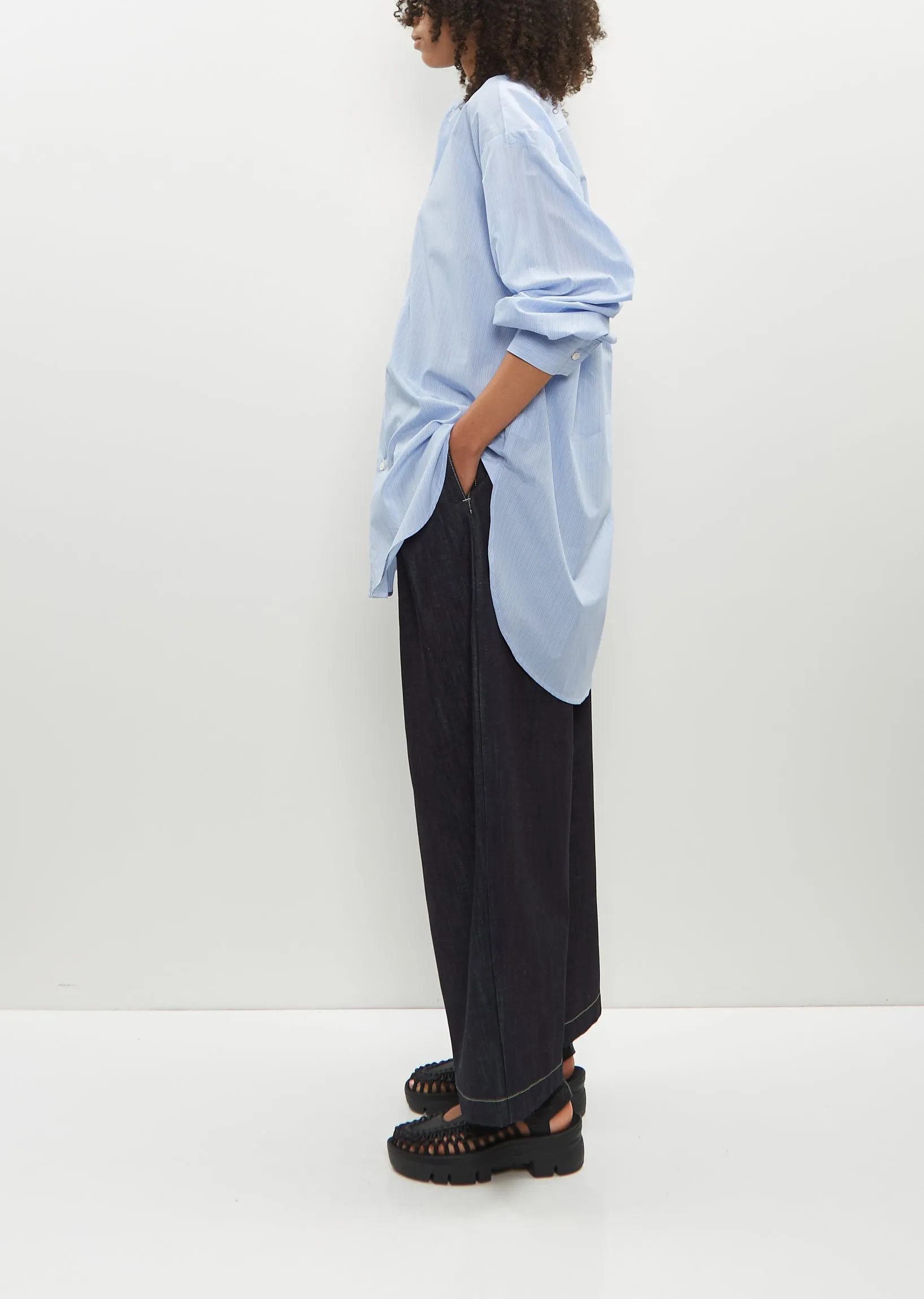 Hand Tie Striped Cotton Shirt