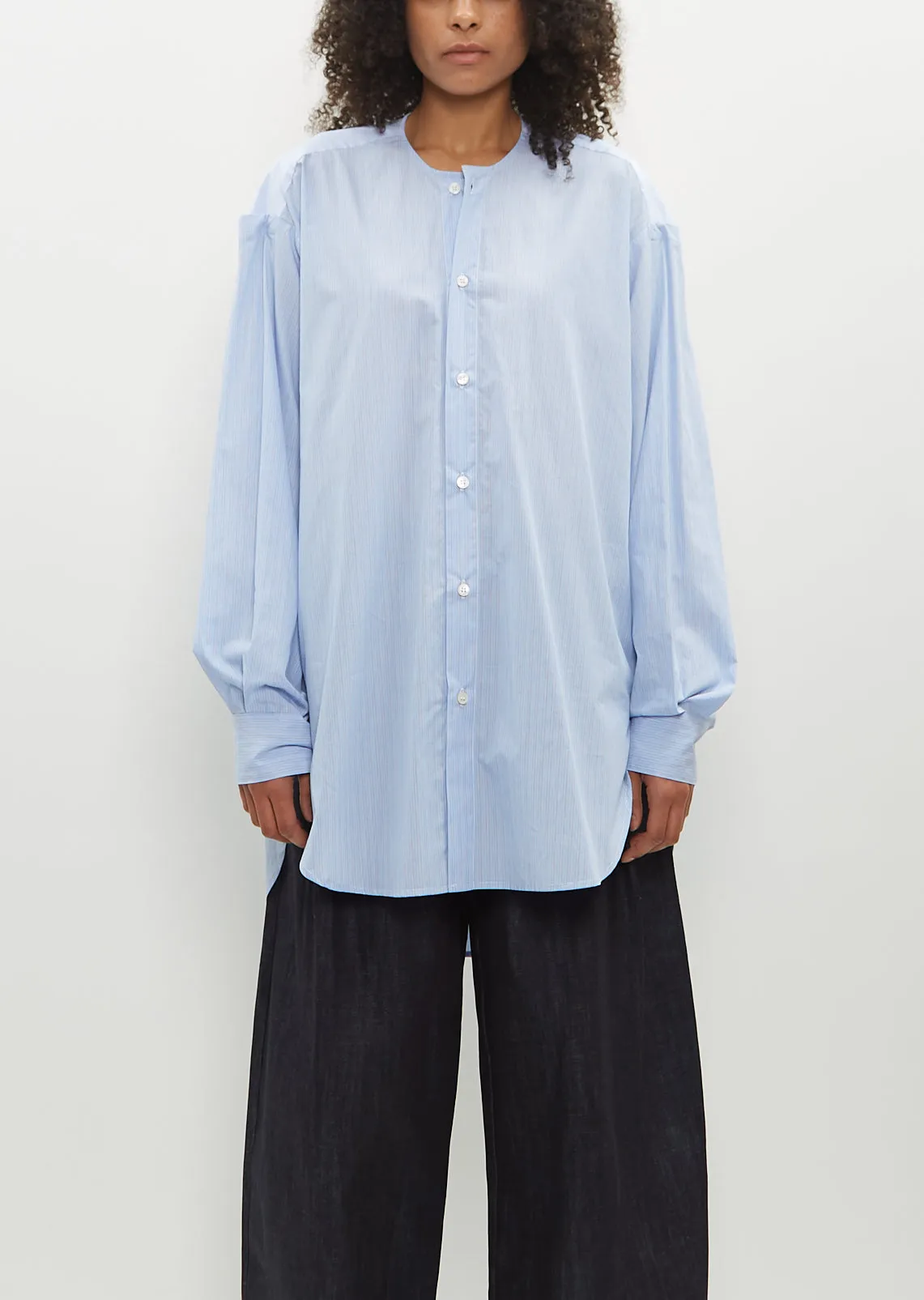 Hand Tie Striped Cotton Shirt