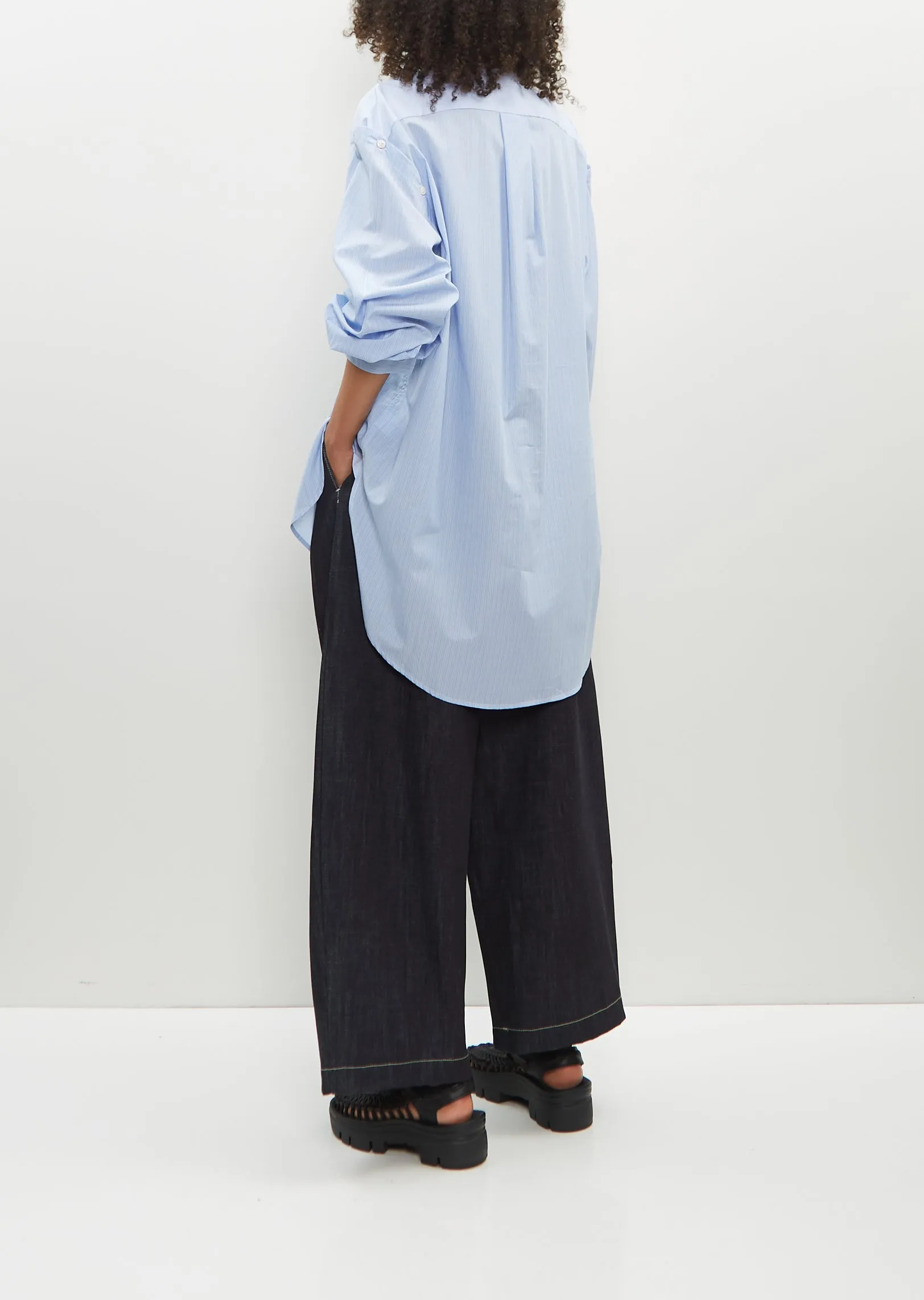 Hand Tie Striped Cotton Shirt