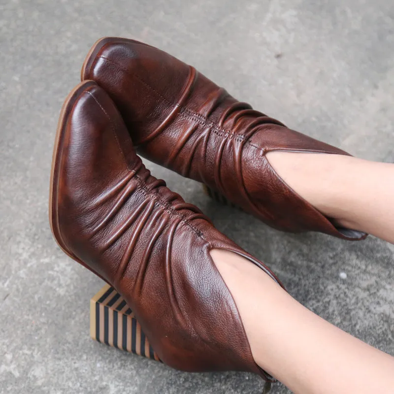 Handmade Leather Vintage Chunky Boots
