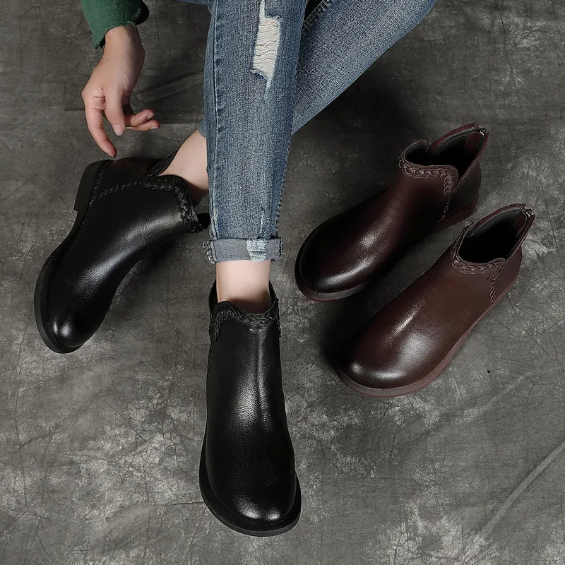 Handmade Velvet Women Short Boots
