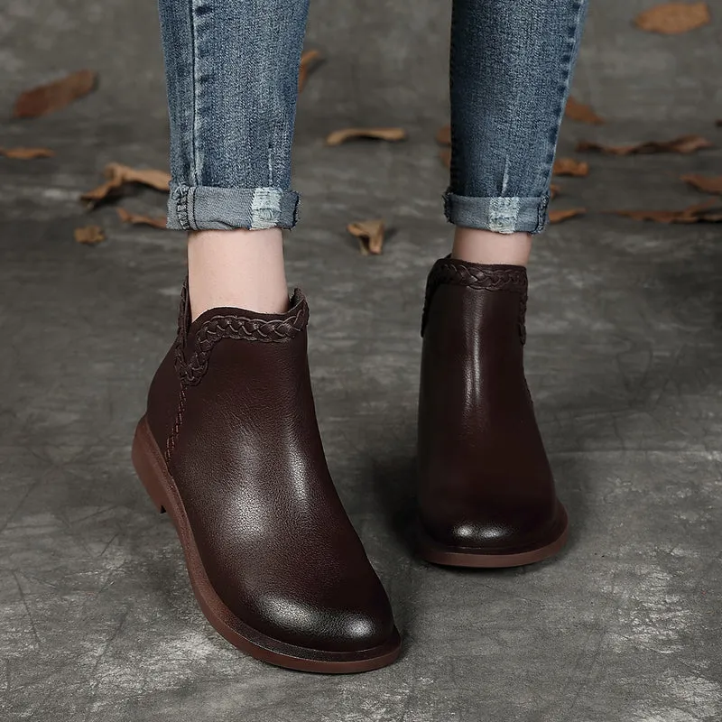 Handmade Velvet Women Short Boots