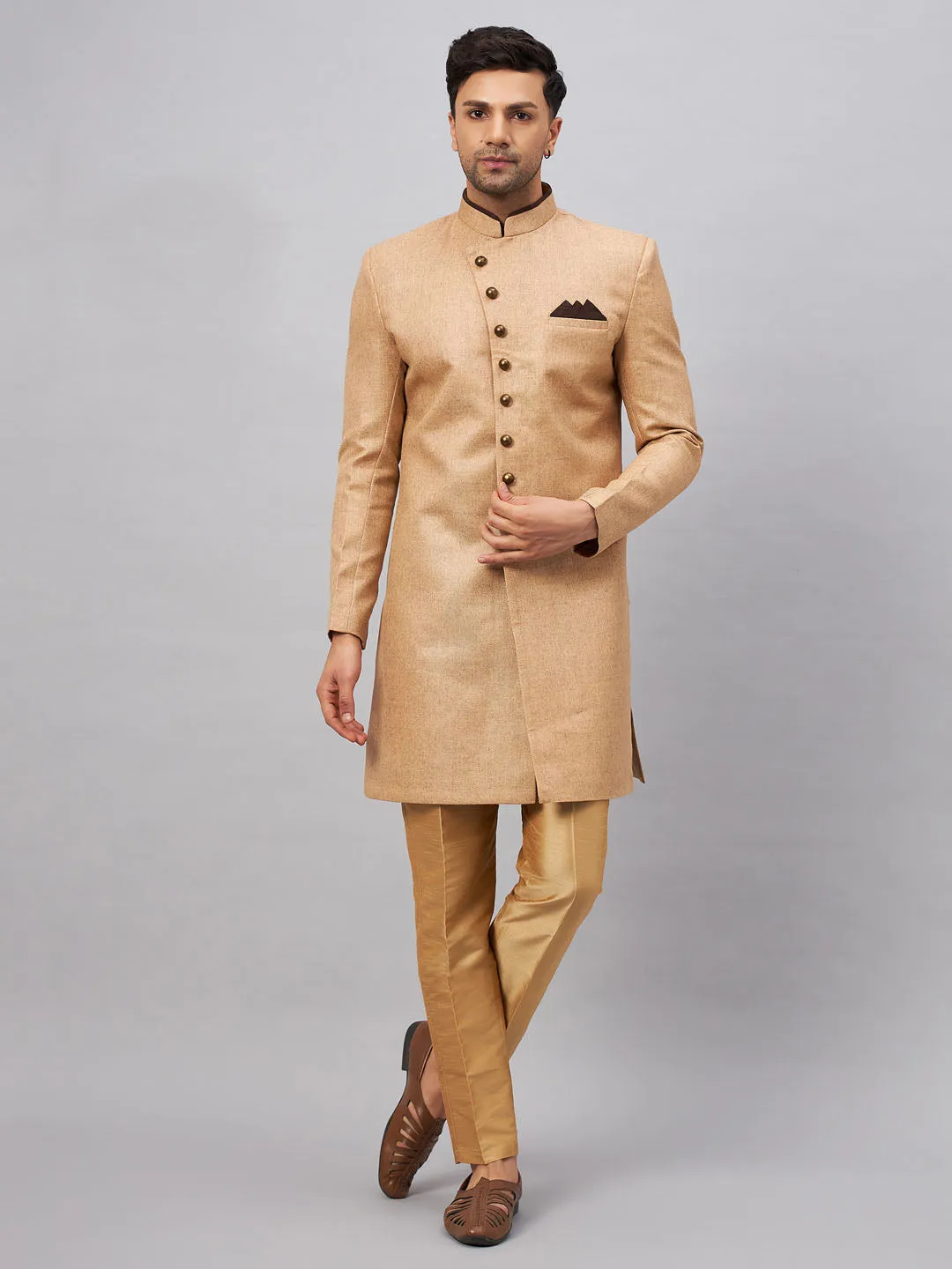 Jashvi Men's Beige Indo Western Set