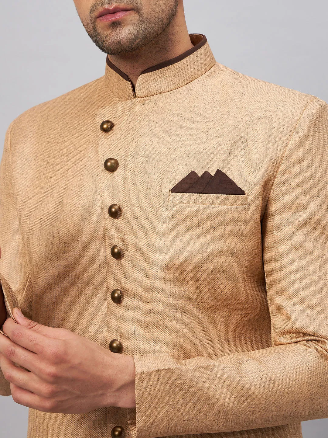 Jashvi Men's Beige Indo Western Set