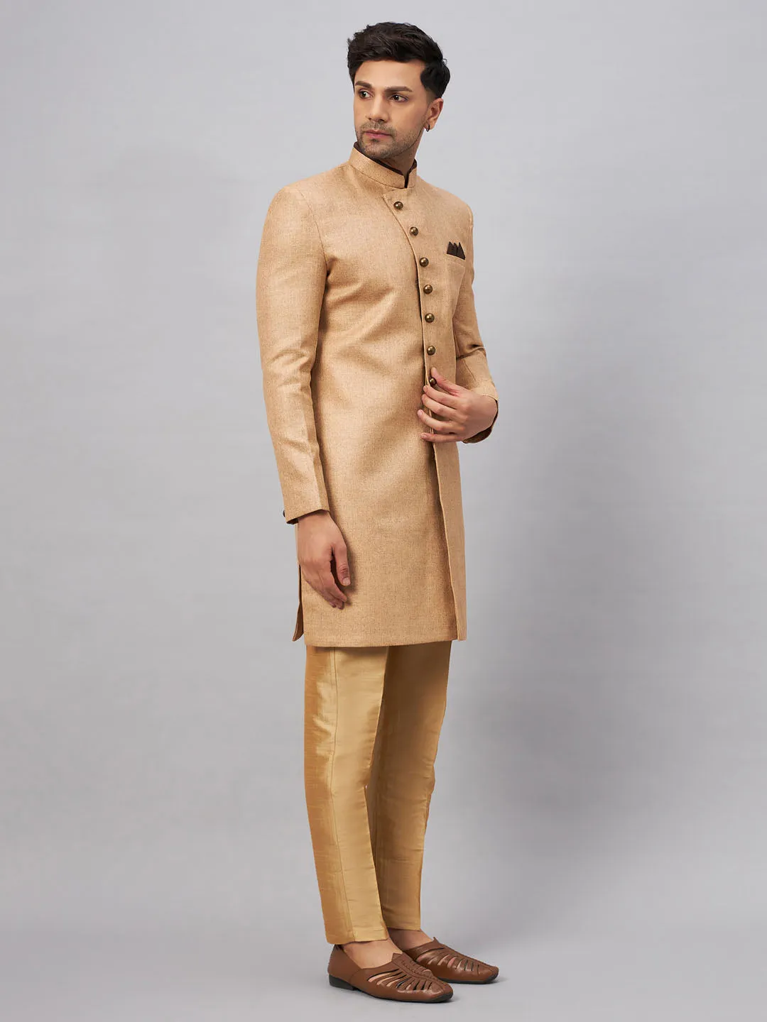 Jashvi Men's Beige Indo Western Set