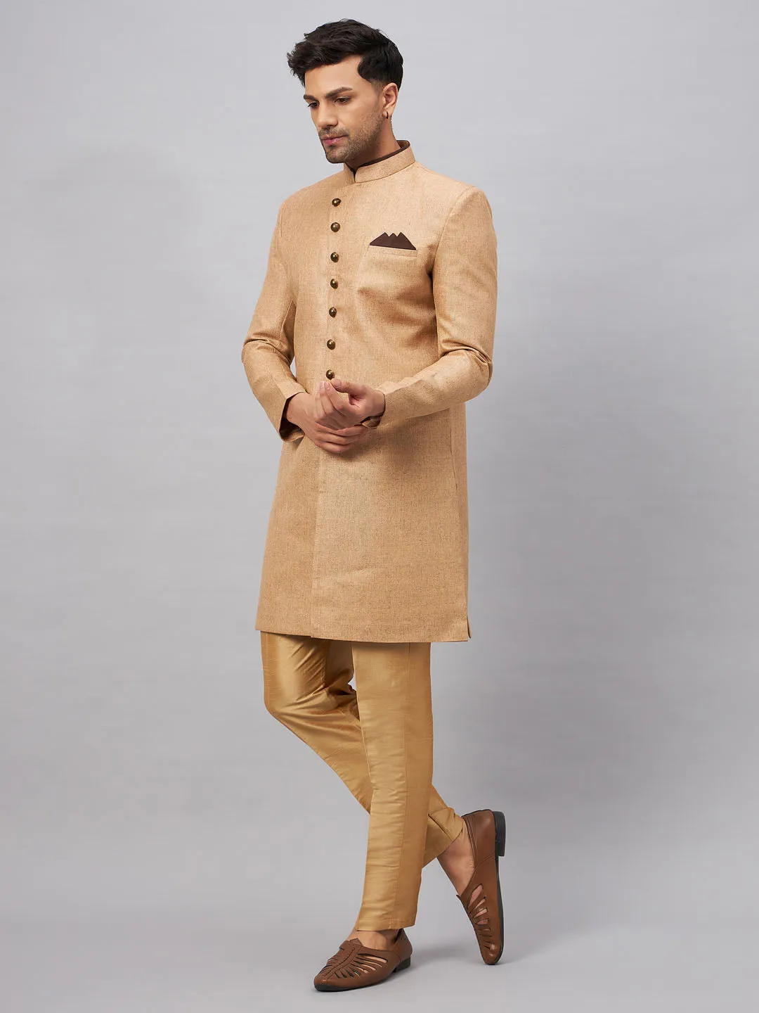 Jashvi Men's Beige Indo Western Set