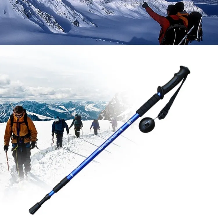 JUNGLELEOPARD 3-Section Straight Handle Aluminum Trekking Pole Multifunctional Walking Hand Crutches, Length: 66-135cm(Black)