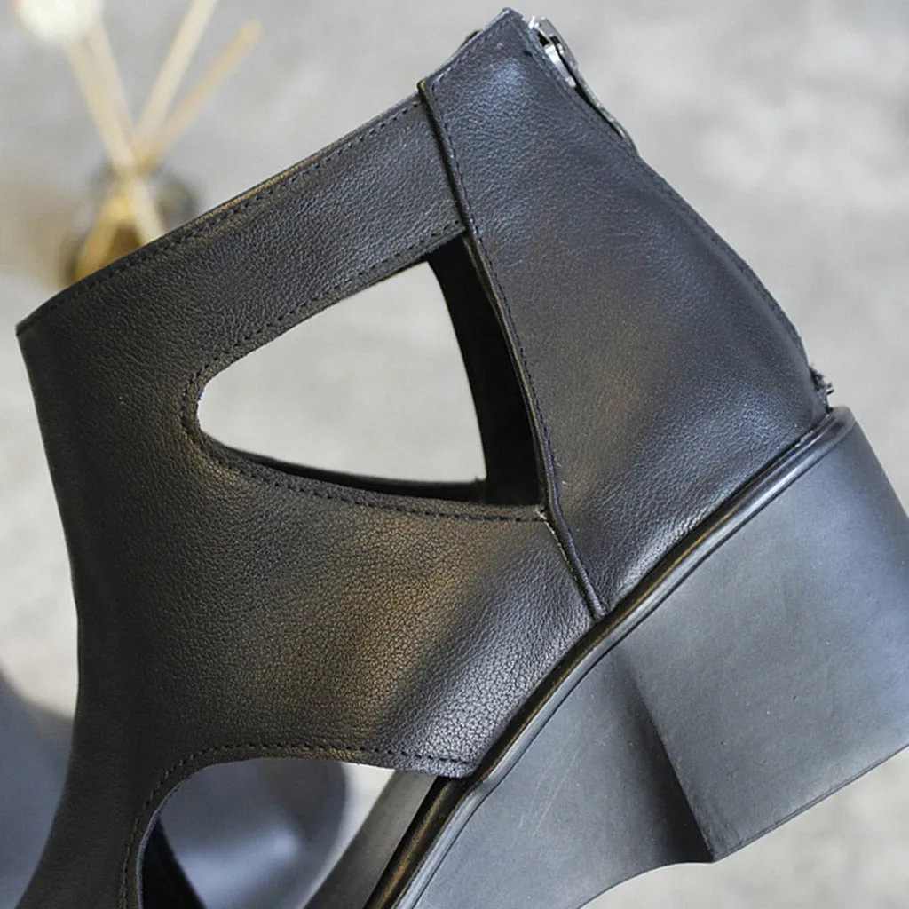 Leather Fish Toe Fashion Hollow Sandals