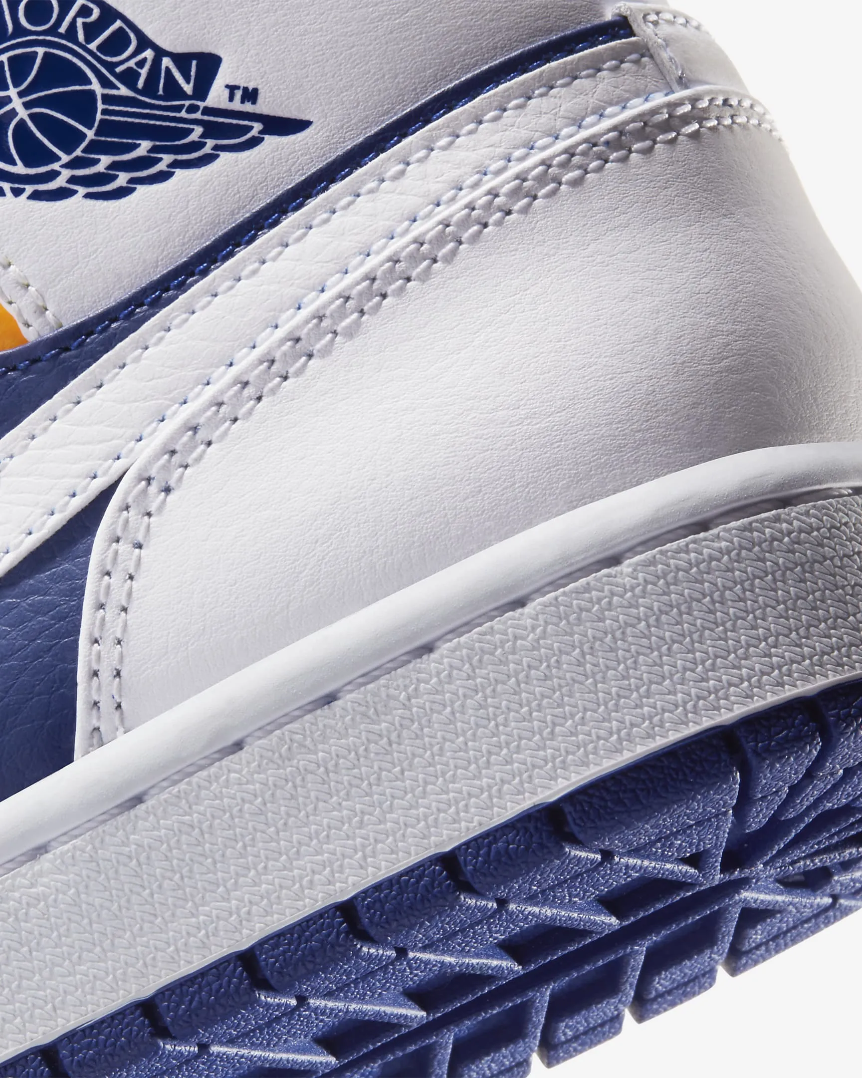 Men's Air Jordan 1 Mid (White/Laser Orange/Deep Royal/Track Red)(554724-131)