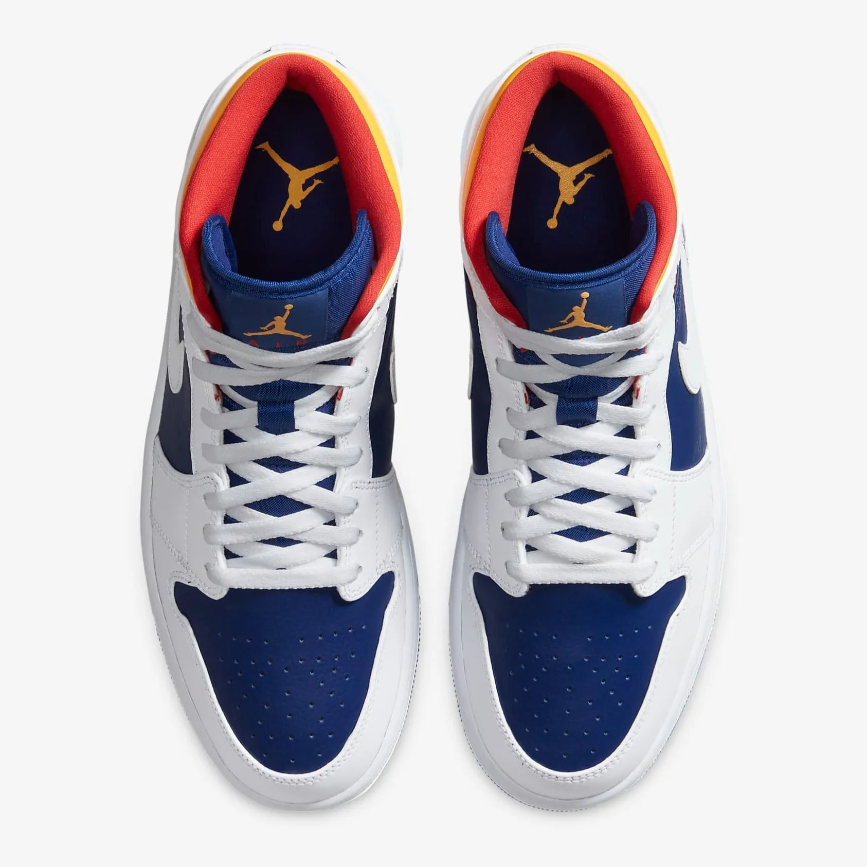 Men's Air Jordan 1 Mid (White/Laser Orange/Deep Royal/Track Red)(554724-131)