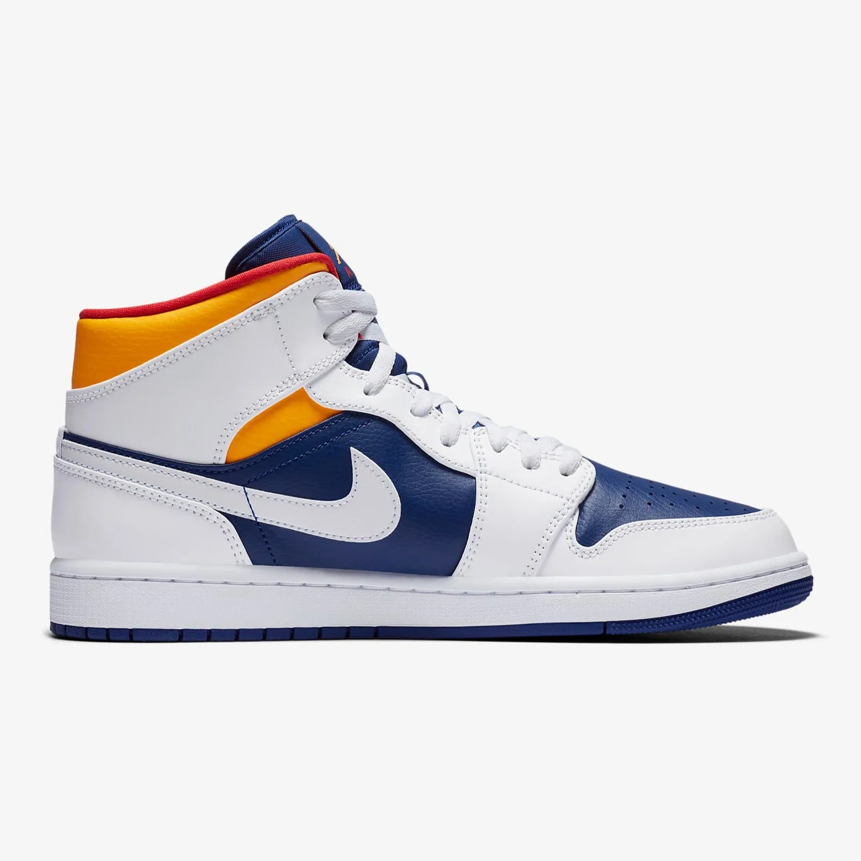 Men's Air Jordan 1 Mid (White/Laser Orange/Deep Royal/Track Red)(554724-131)