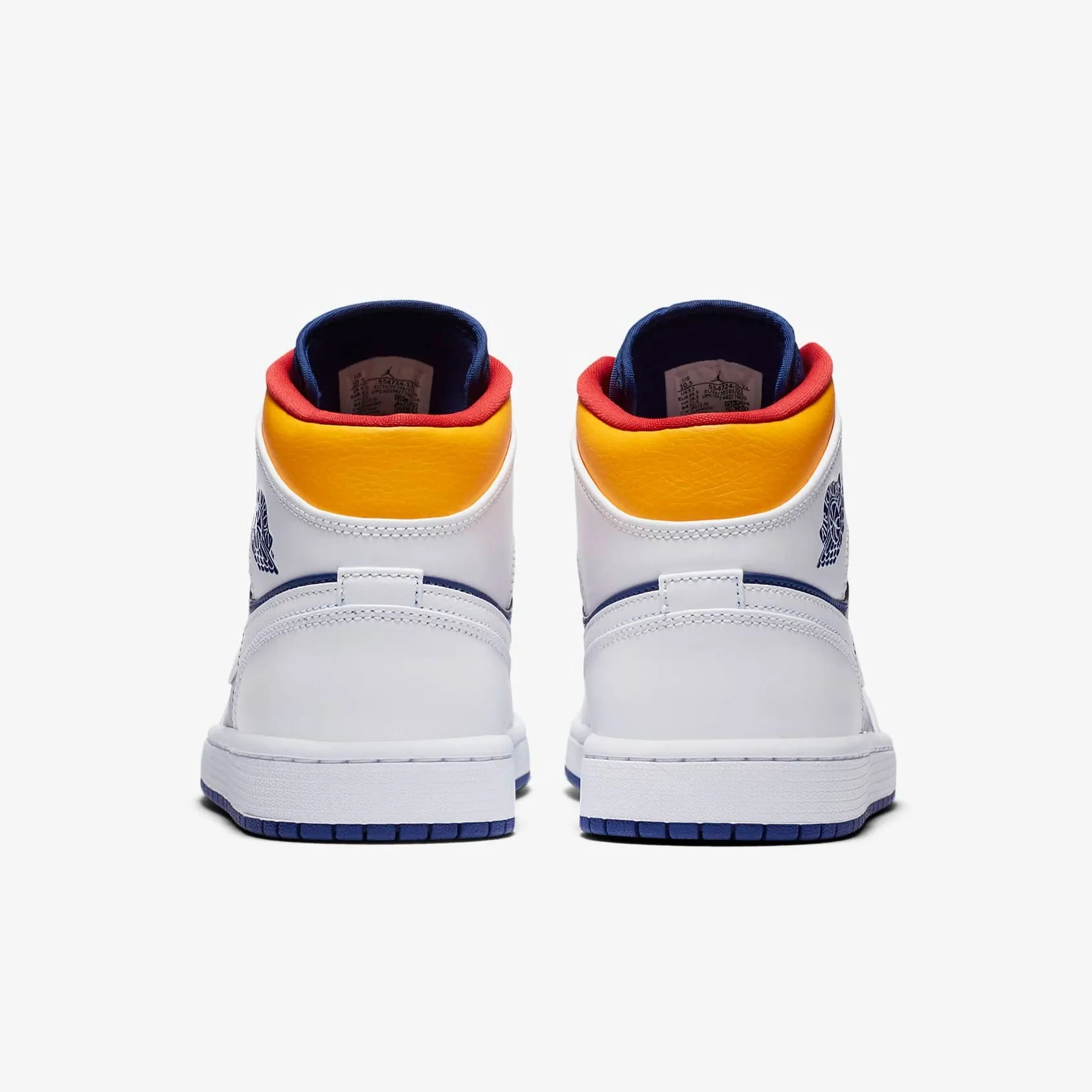 Men's Air Jordan 1 Mid (White/Laser Orange/Deep Royal/Track Red)(554724-131)