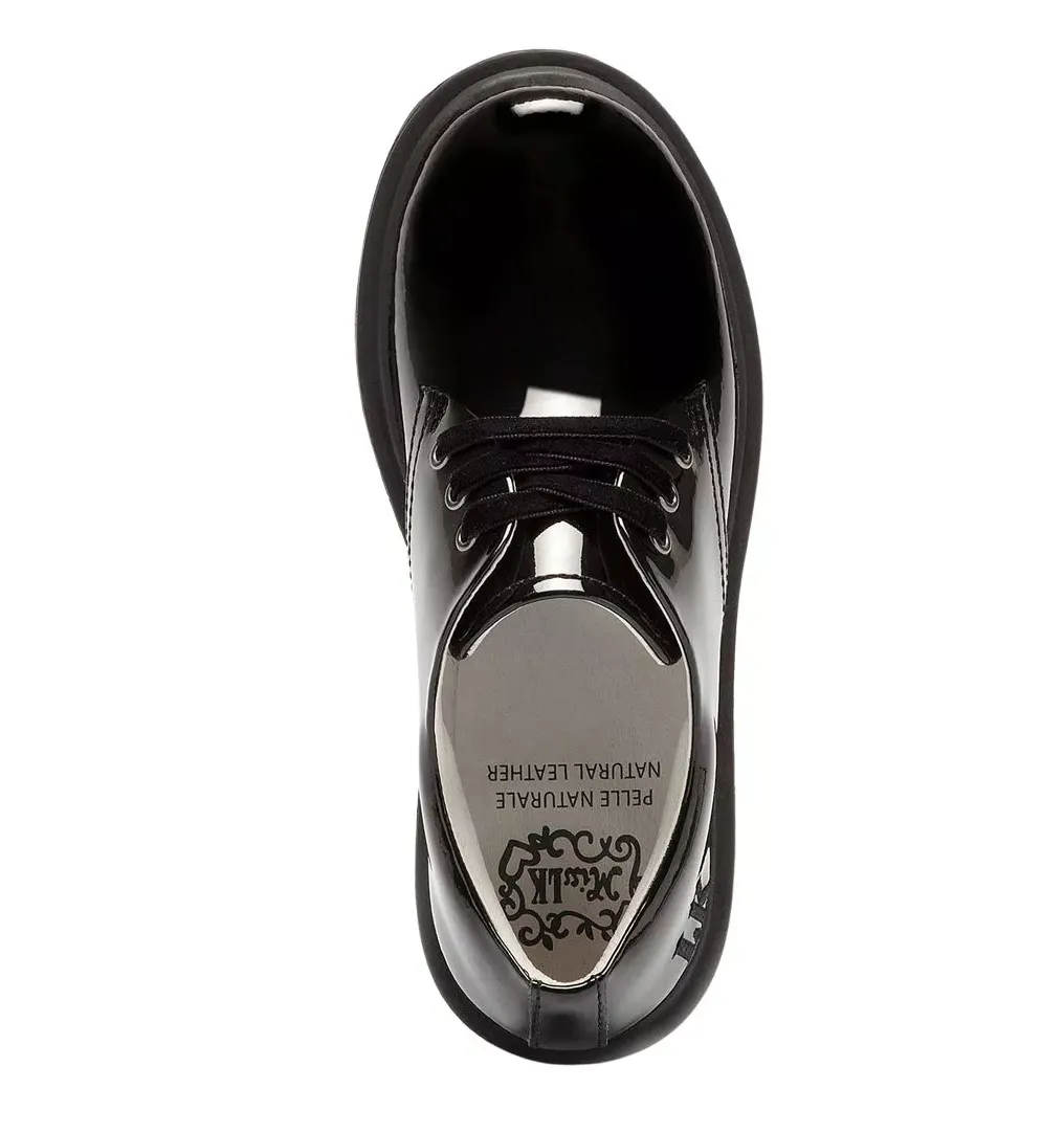 Miss LK | Girls Lelli Kelly Elaine Black Patent Lace Up Girls School Shoes