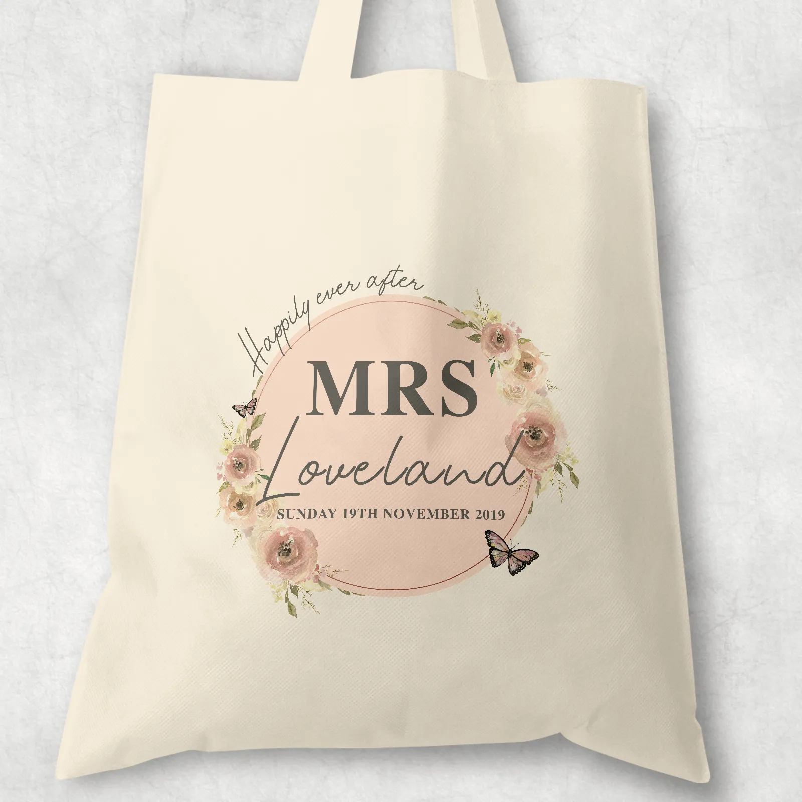 Mr & Mrs Happily Ever After Wedding Tote Bag
