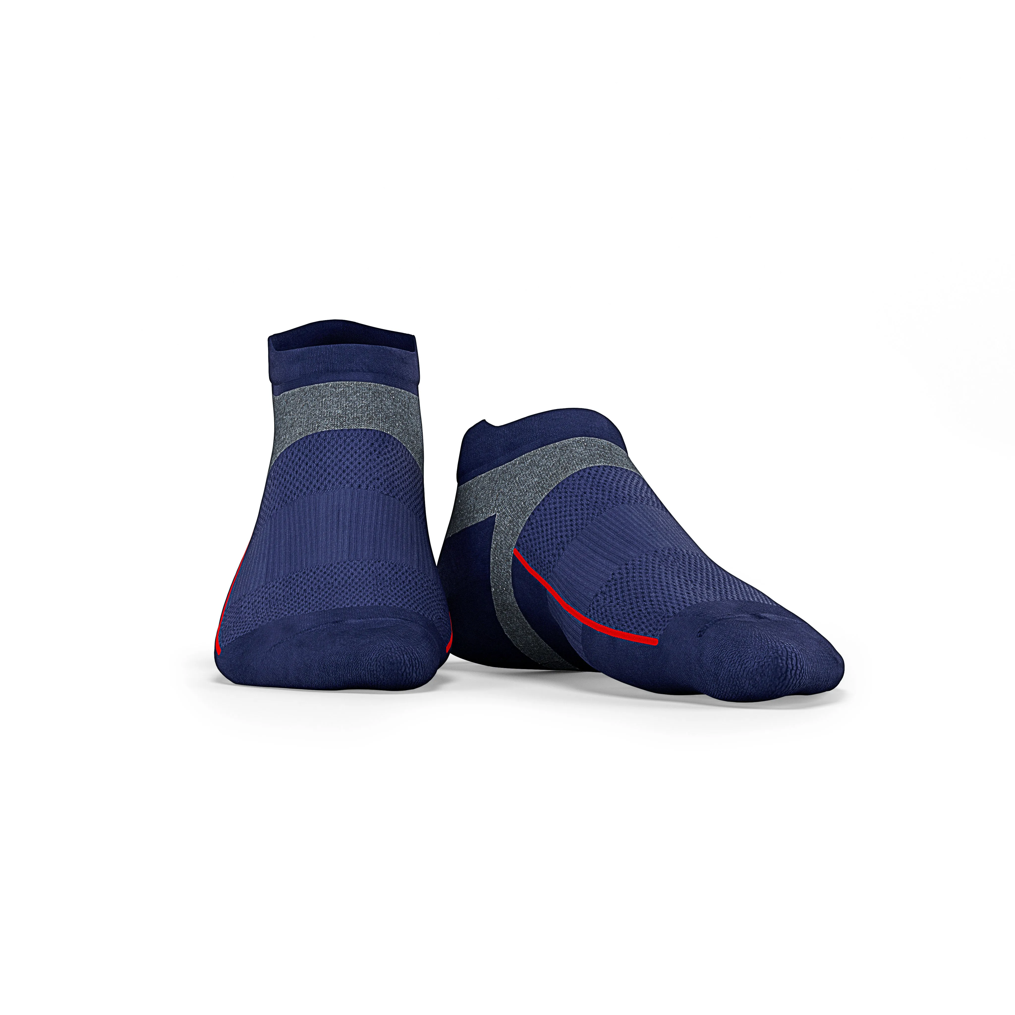 Navy Blue No Show Tab Cushioned Performance Socks - Unisex