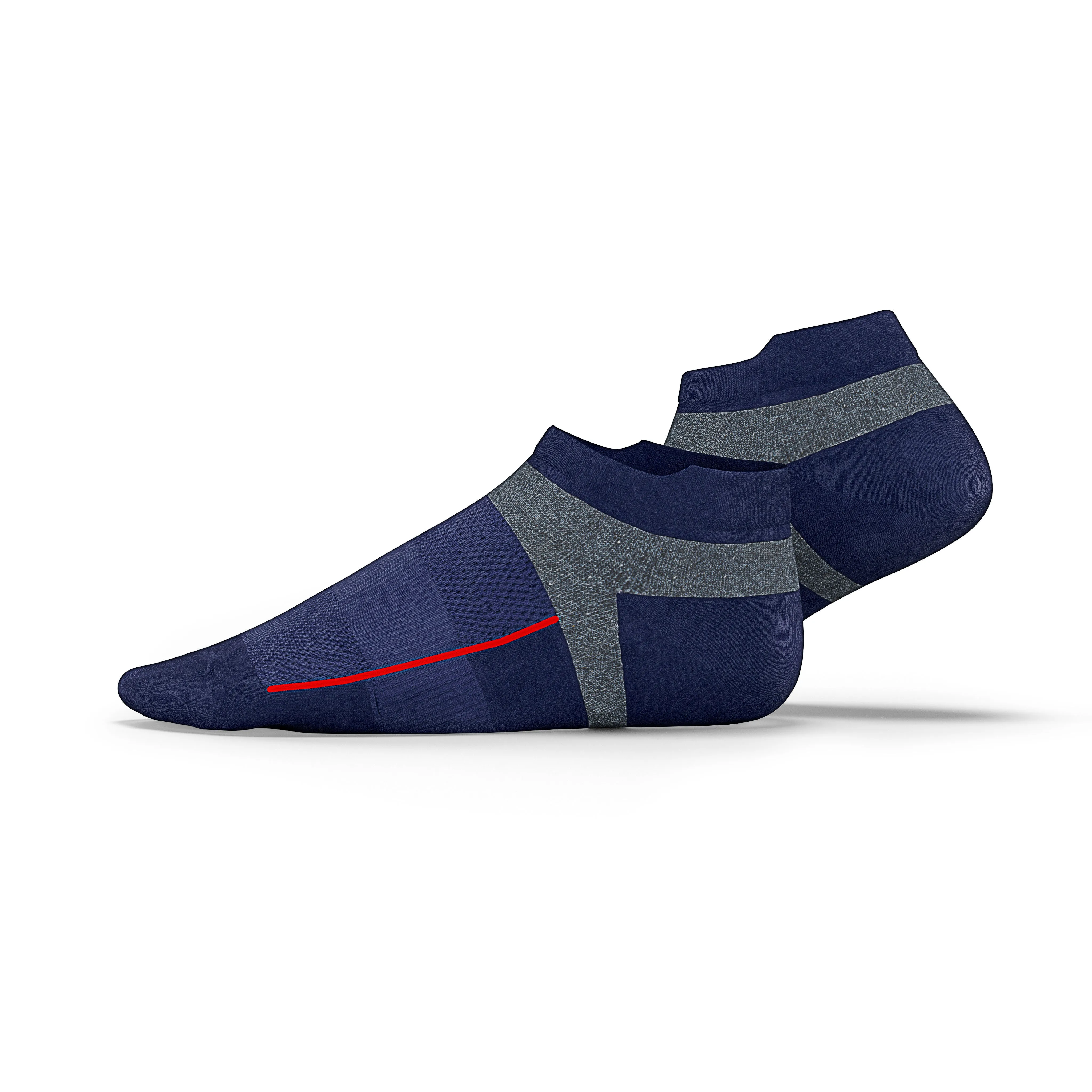 Navy Blue No Show Tab Cushioned Performance Socks - Unisex