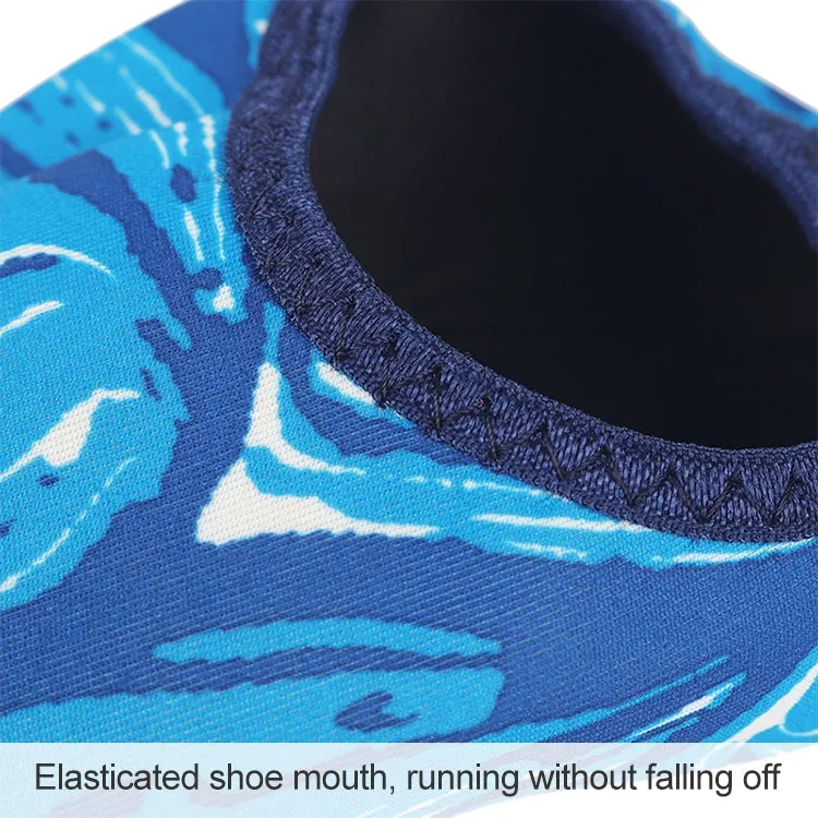 Non-slip Plastic Grain Texture Thick Cloth Sole Printing Diving Shoes and Socks, One Pair, Size:XXL (Blue Lines)
