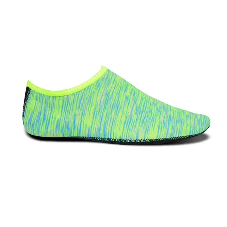 Non-slip Plastic Grain Texture Thick Cloth Sole Printing Diving Shoes and Socks, One Pair, Size:XXL (Green Lines)