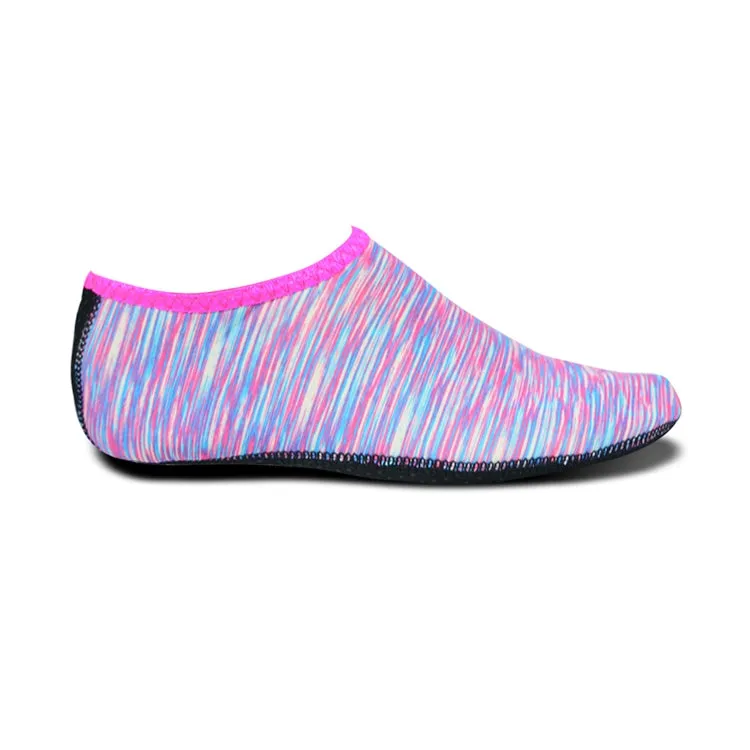 Non-slip Plastic Grain Texture Thick Cloth Sole Printing Diving Shoes and Socks, One Pair, Size:XXL (Purple Lines)