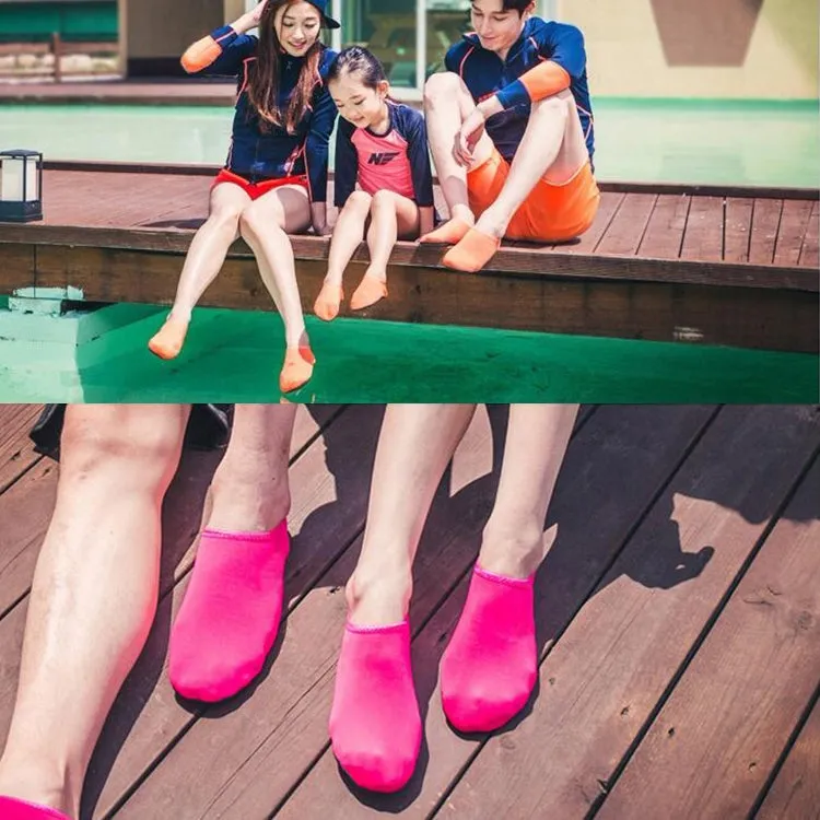 Non-slip Plastic Grain Texture Thick Cloth Sole Solid Color Diving Shoes and Socks, One Pair, Size:XXL (Orange)