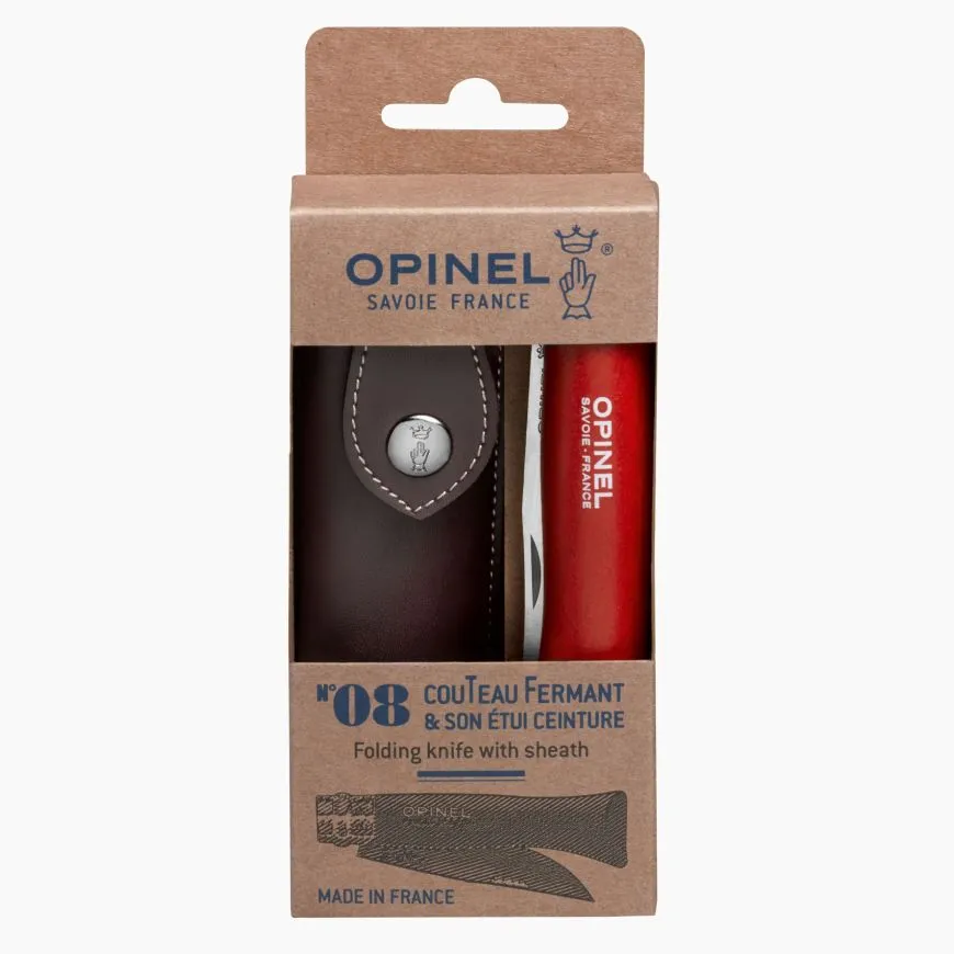 Opinel No.08 Trekking Red Handle   Sheath Set (1890)