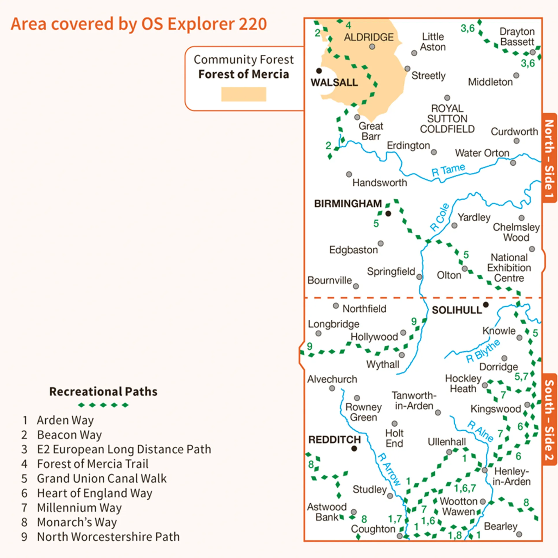 Ordnance Survey Explorer 220 Map Birmingham