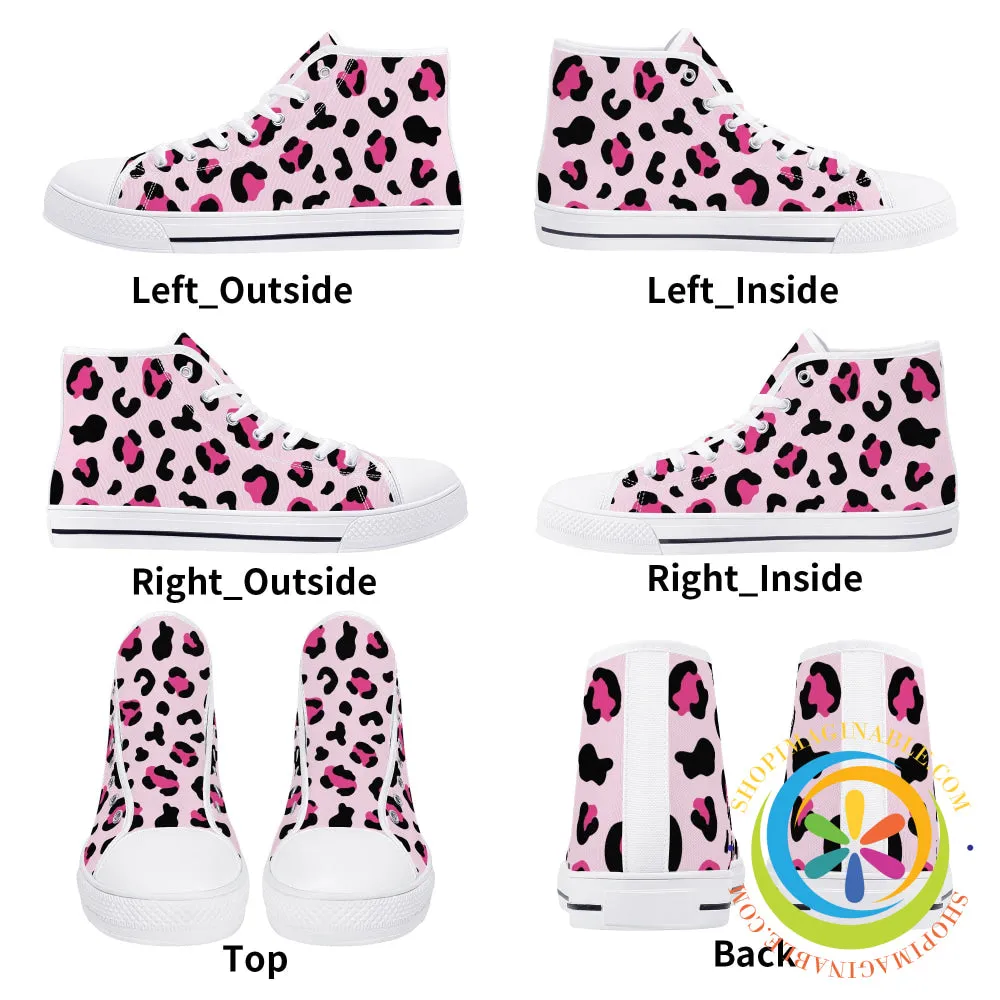 Pink Cheetah Ladies High Top Canvas Shoes
