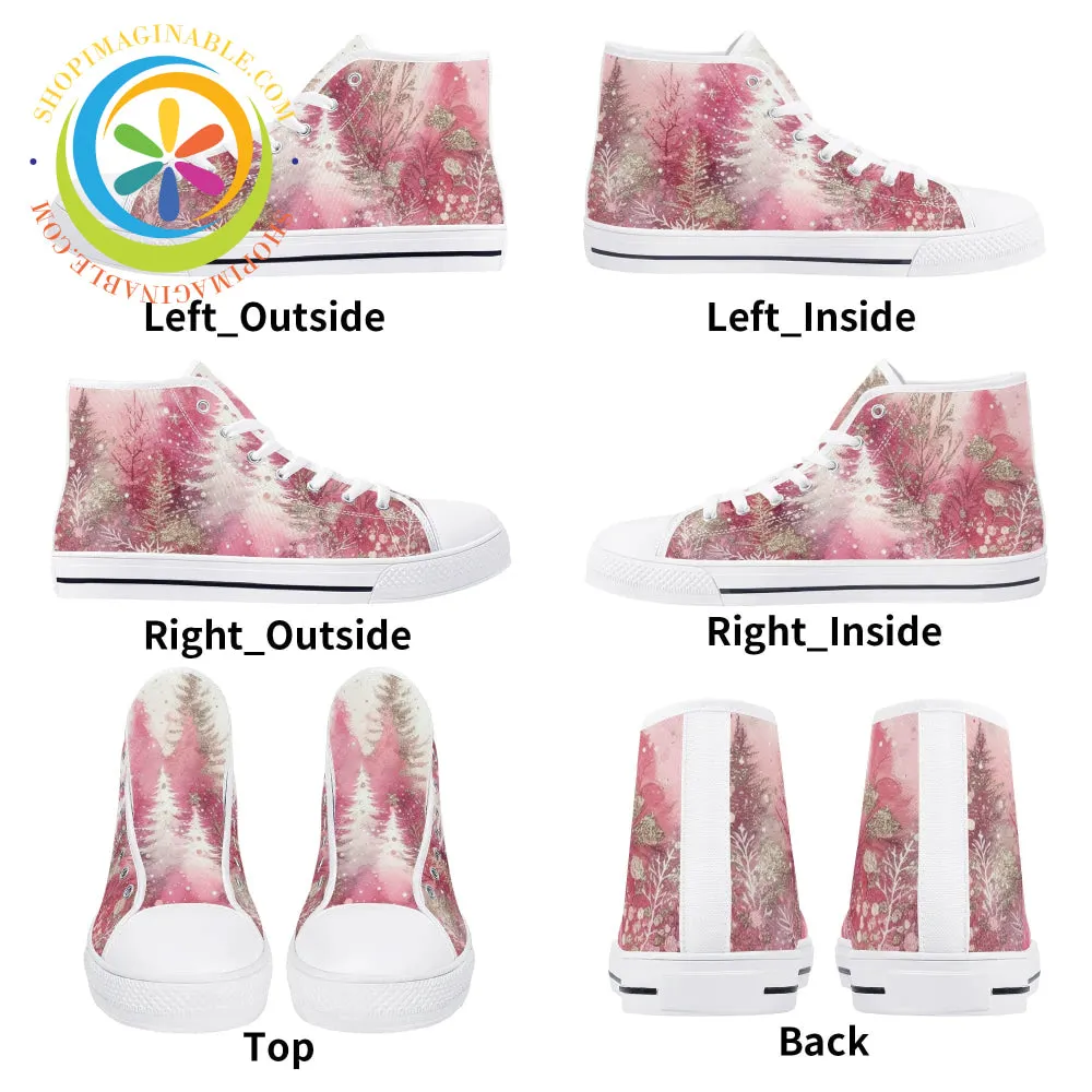Pink Winter Ladies High Top Canvas Shoes