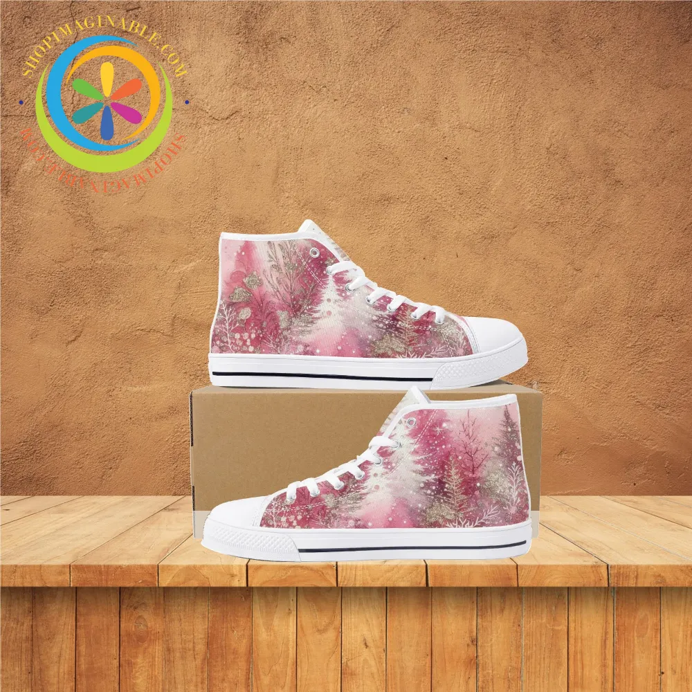 Pink Winter Ladies High Top Canvas Shoes