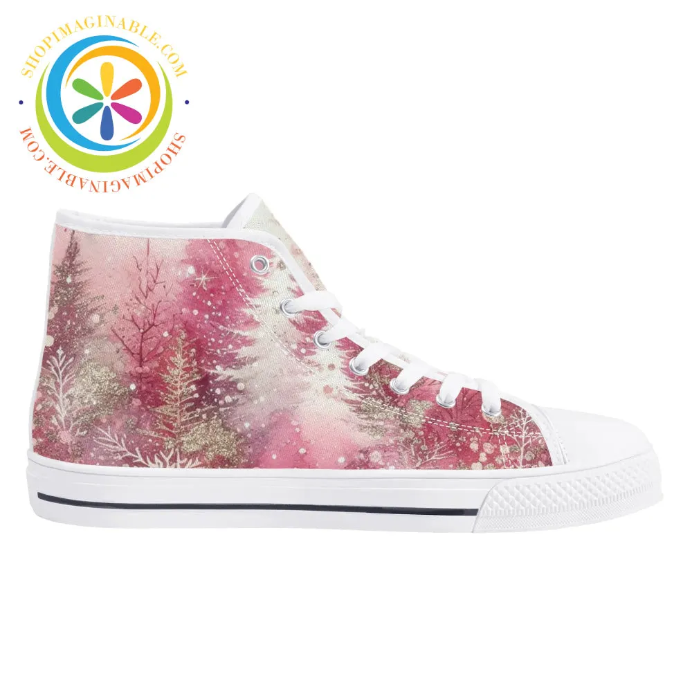 Pink Winter Ladies High Top Canvas Shoes