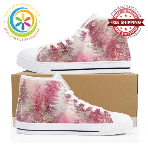 Pink Winter Ladies High Top Canvas Shoes