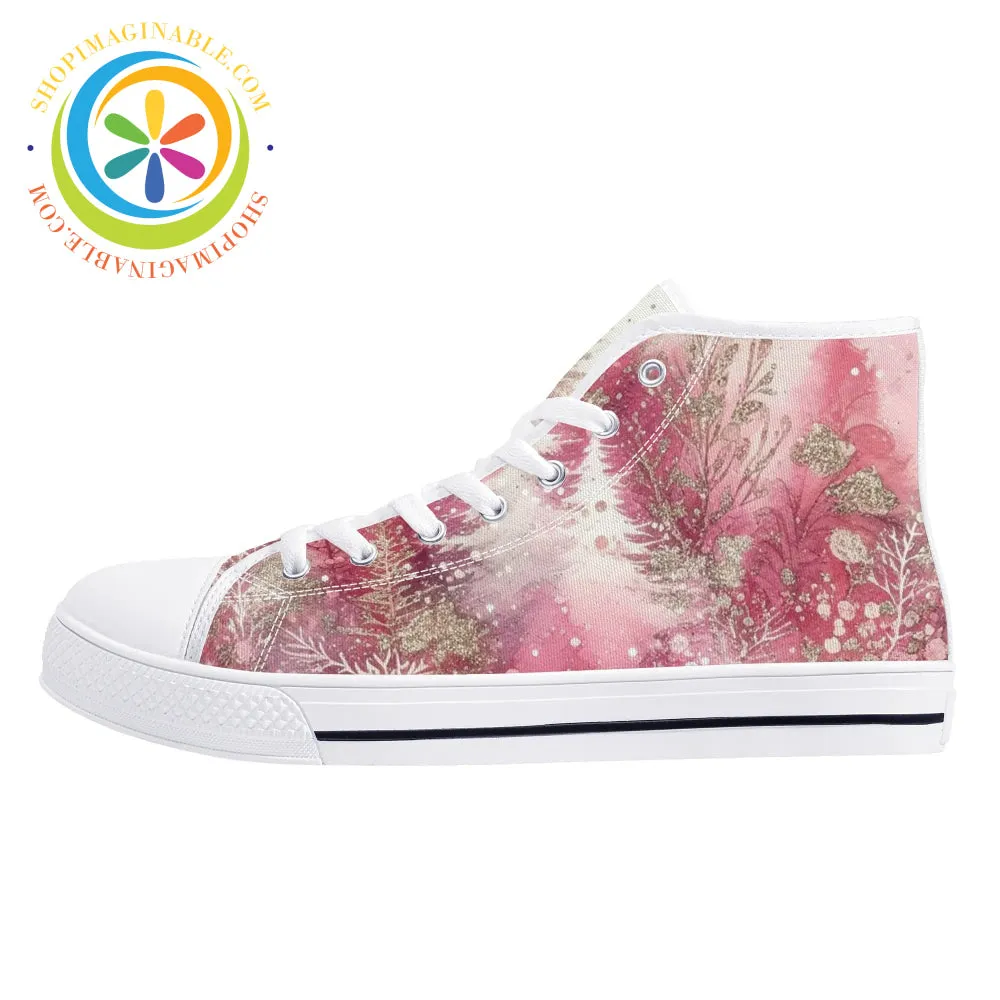 Pink Winter Ladies High Top Canvas Shoes