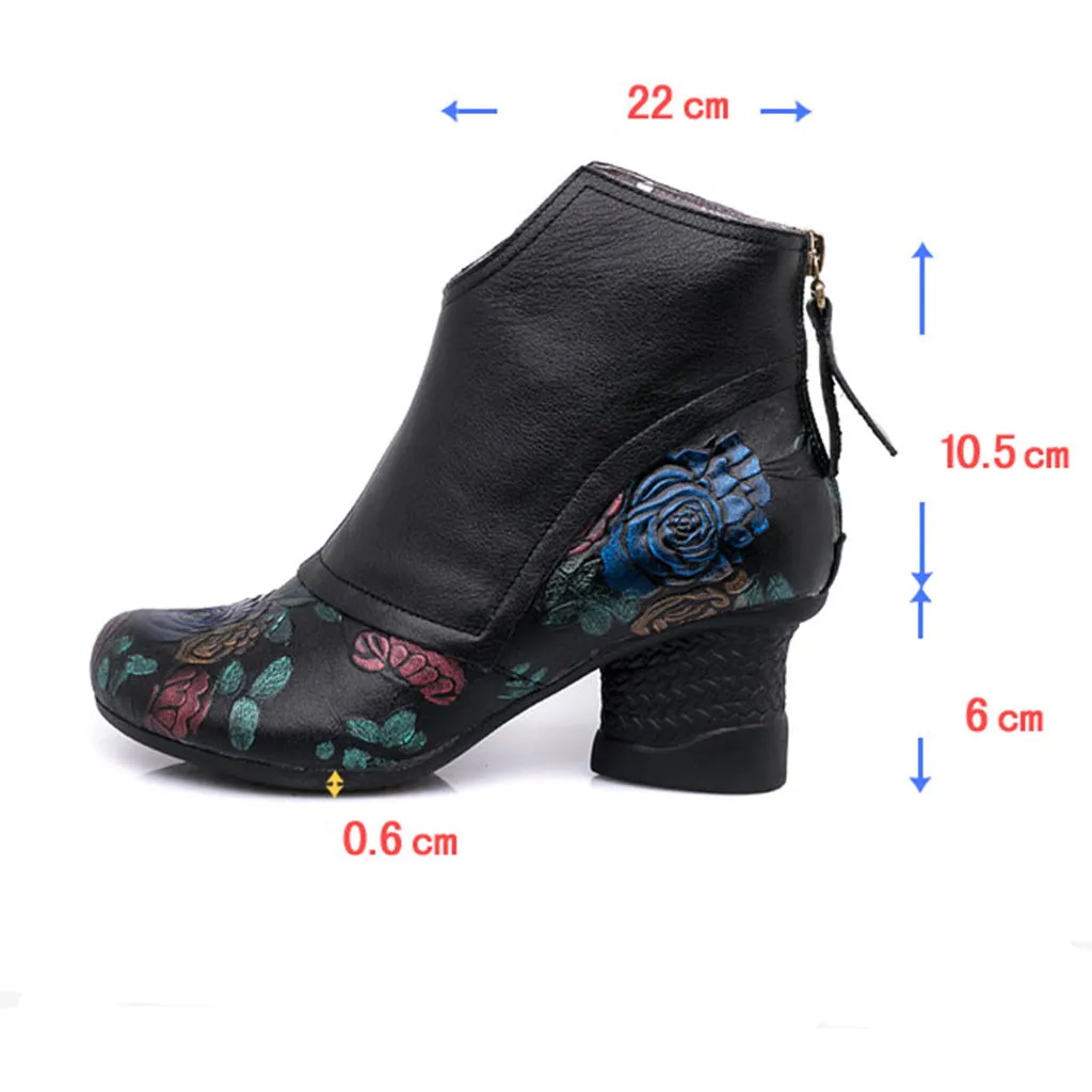 Retro Leather High-Heeled Women's Short Boots | Gift Shoes
