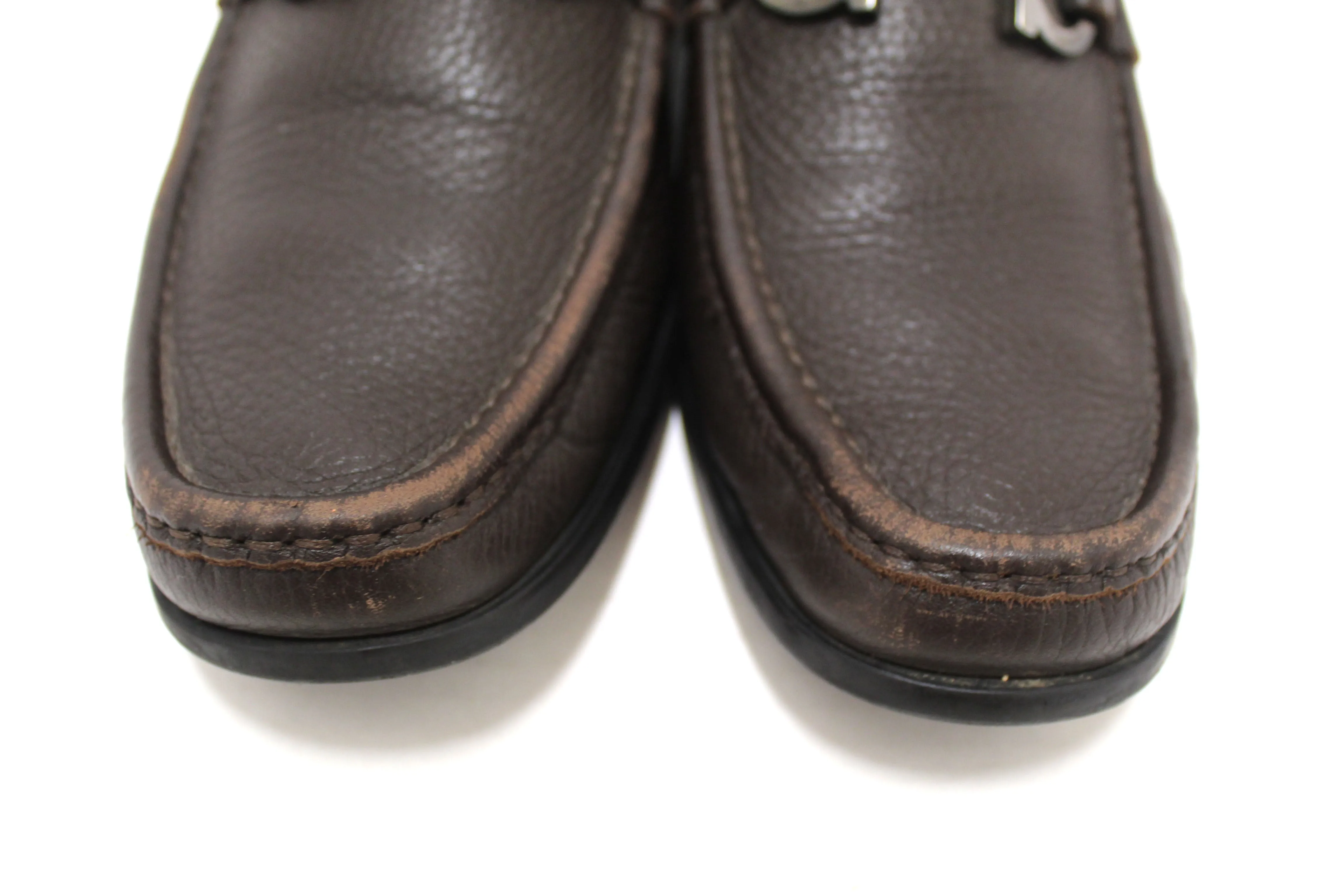 Salvatore Ferragamo Men's Brown Grandioso Calf Leather Loafer Dress Shoes size 8