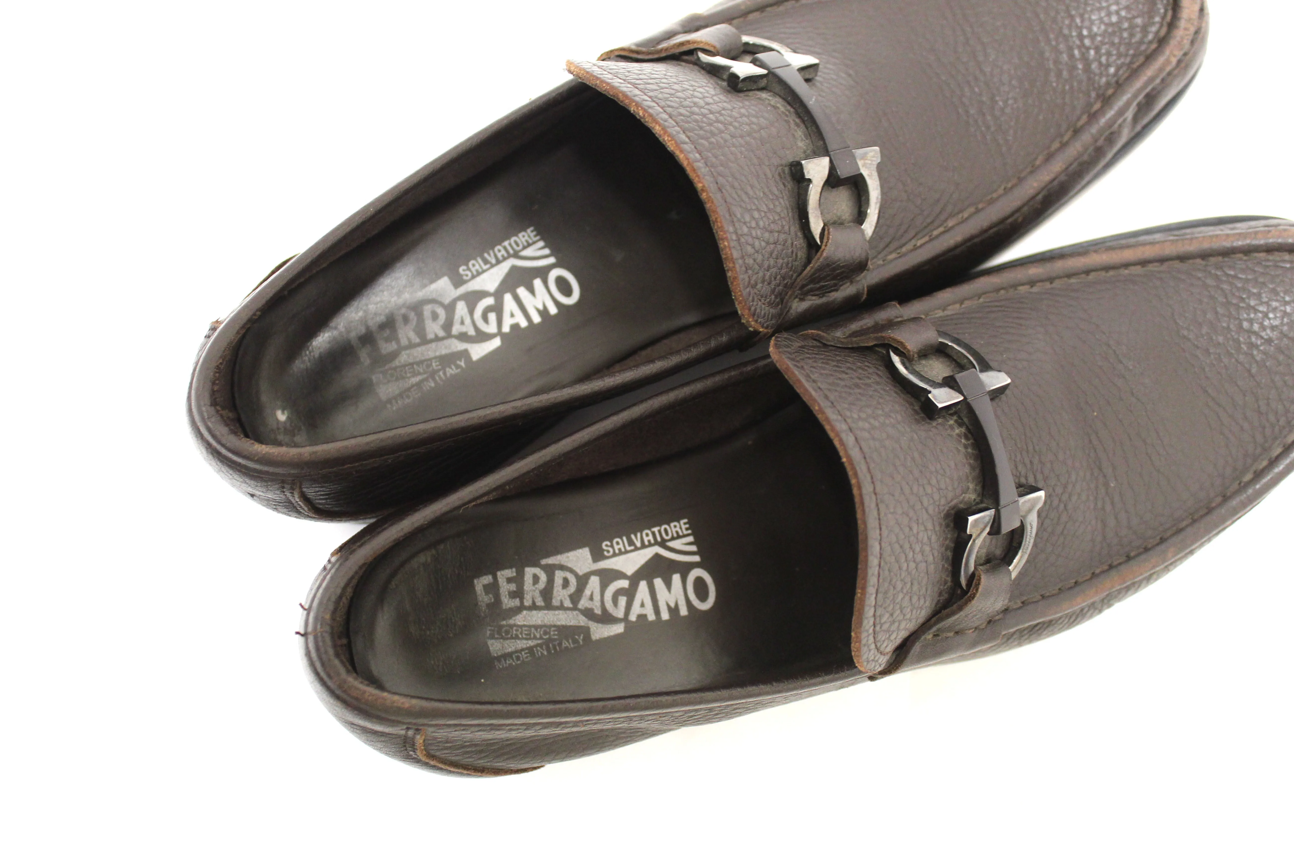 Salvatore Ferragamo Men's Brown Grandioso Calf Leather Loafer Dress Shoes size 8