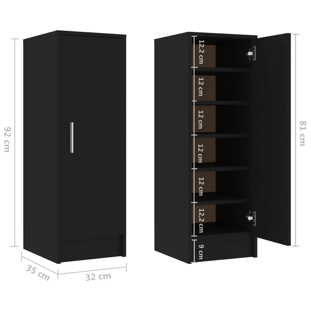 Shoe Cabinet Black 32x35x92 cm Chipboard