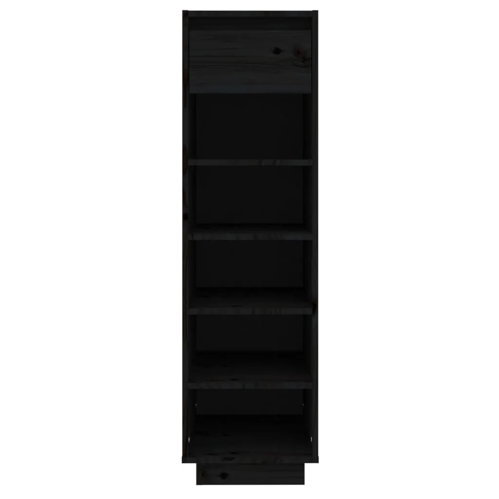 Shoe Cabinet Black 34x30x105 cm Solid Wood Pine