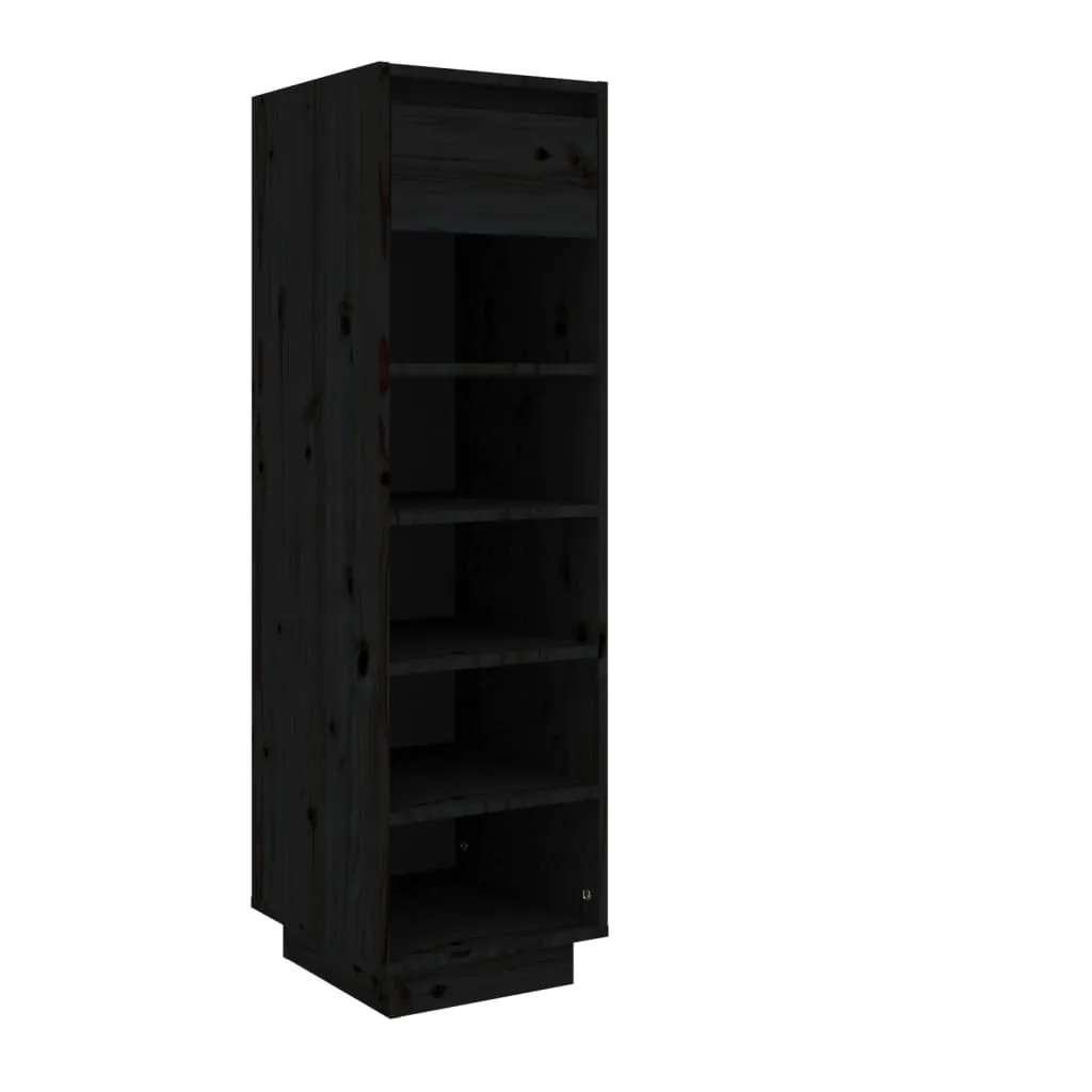 Shoe Cabinet Black 34x30x105 cm Solid Wood Pine