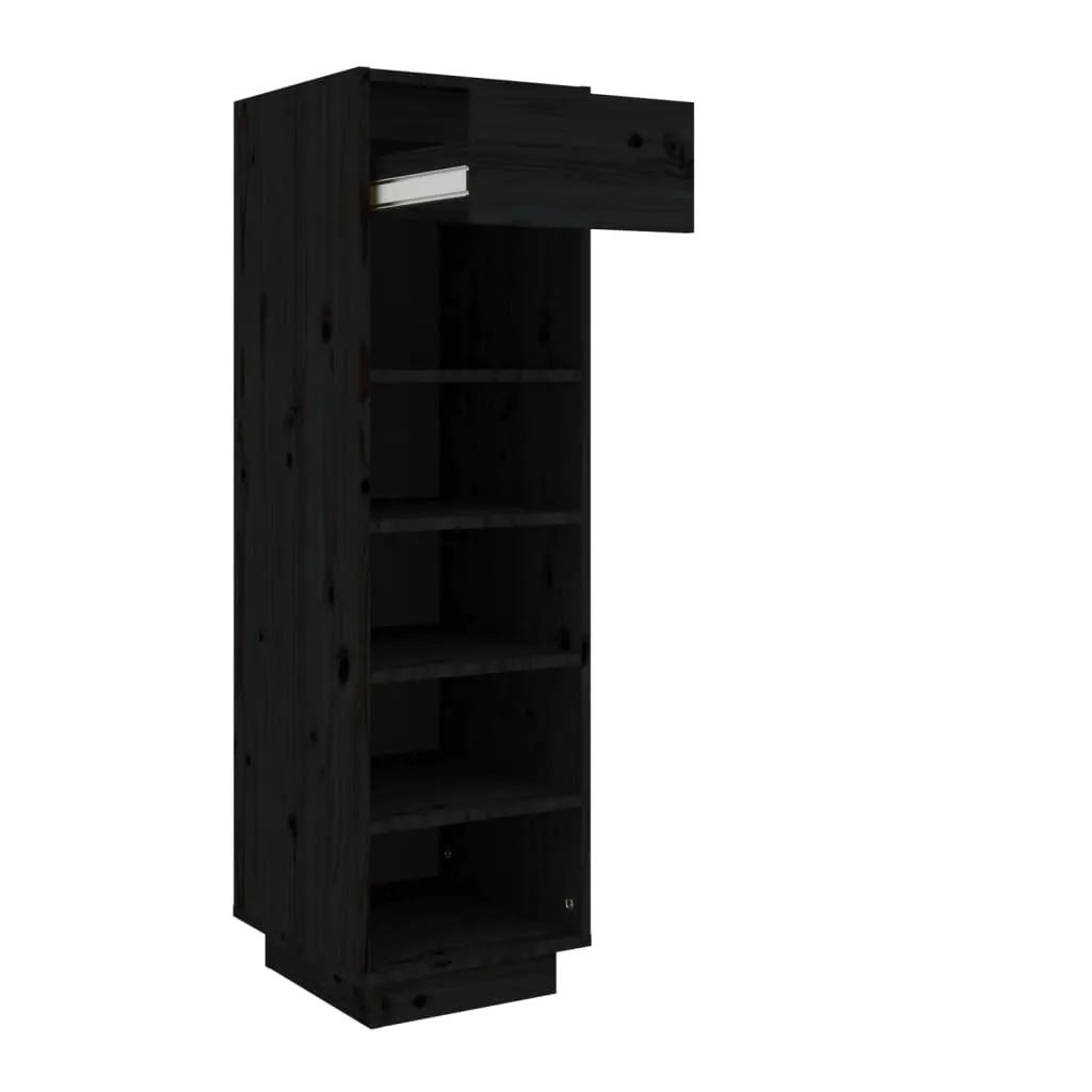 Shoe Cabinet Black 34x30x105 cm Solid Wood Pine