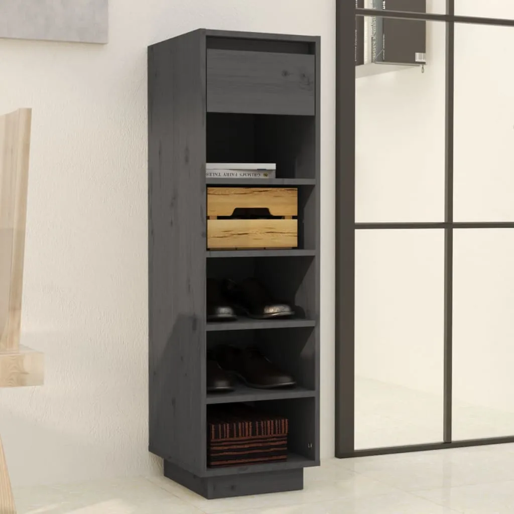 Shoe Cabinet Grey 34x30x105 cm Solid Wood Pine