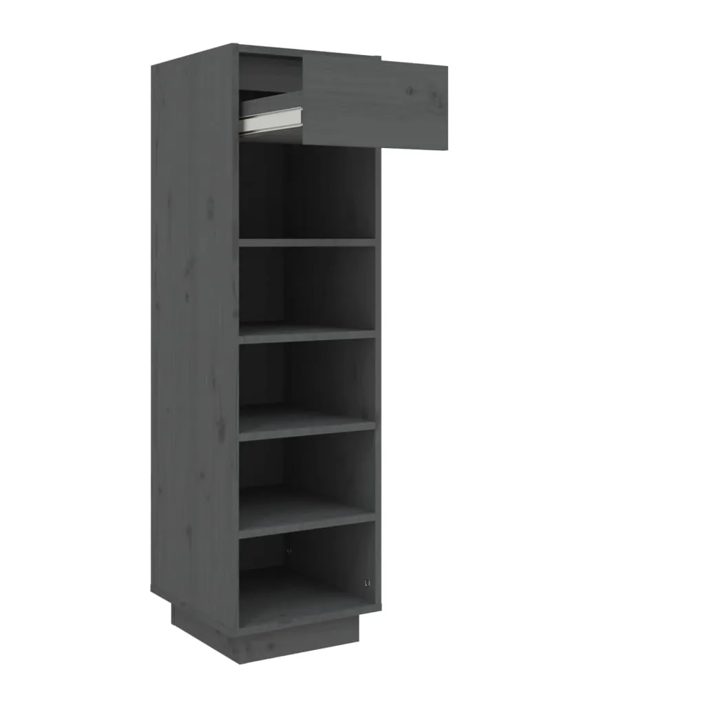 Shoe Cabinet Grey 34x30x105 cm Solid Wood Pine