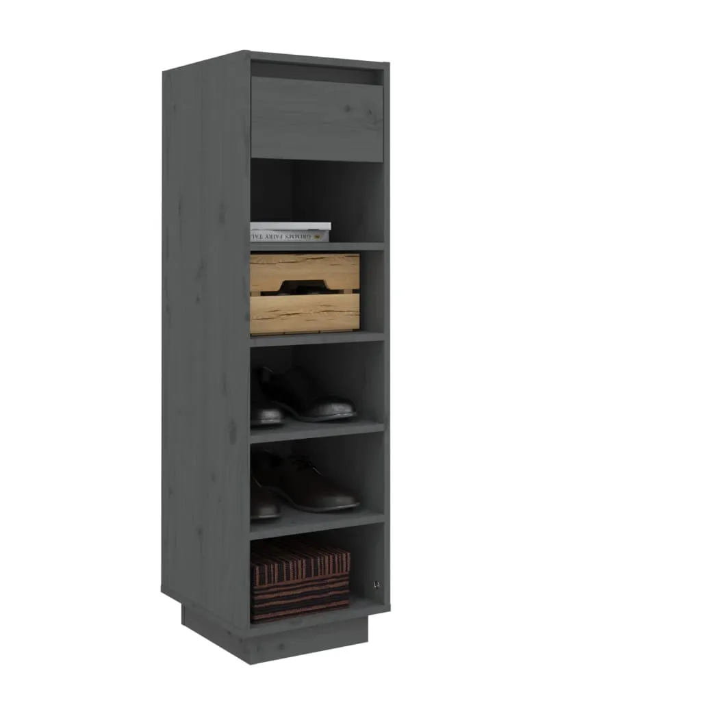 Shoe Cabinet Grey 34x30x105 cm Solid Wood Pine