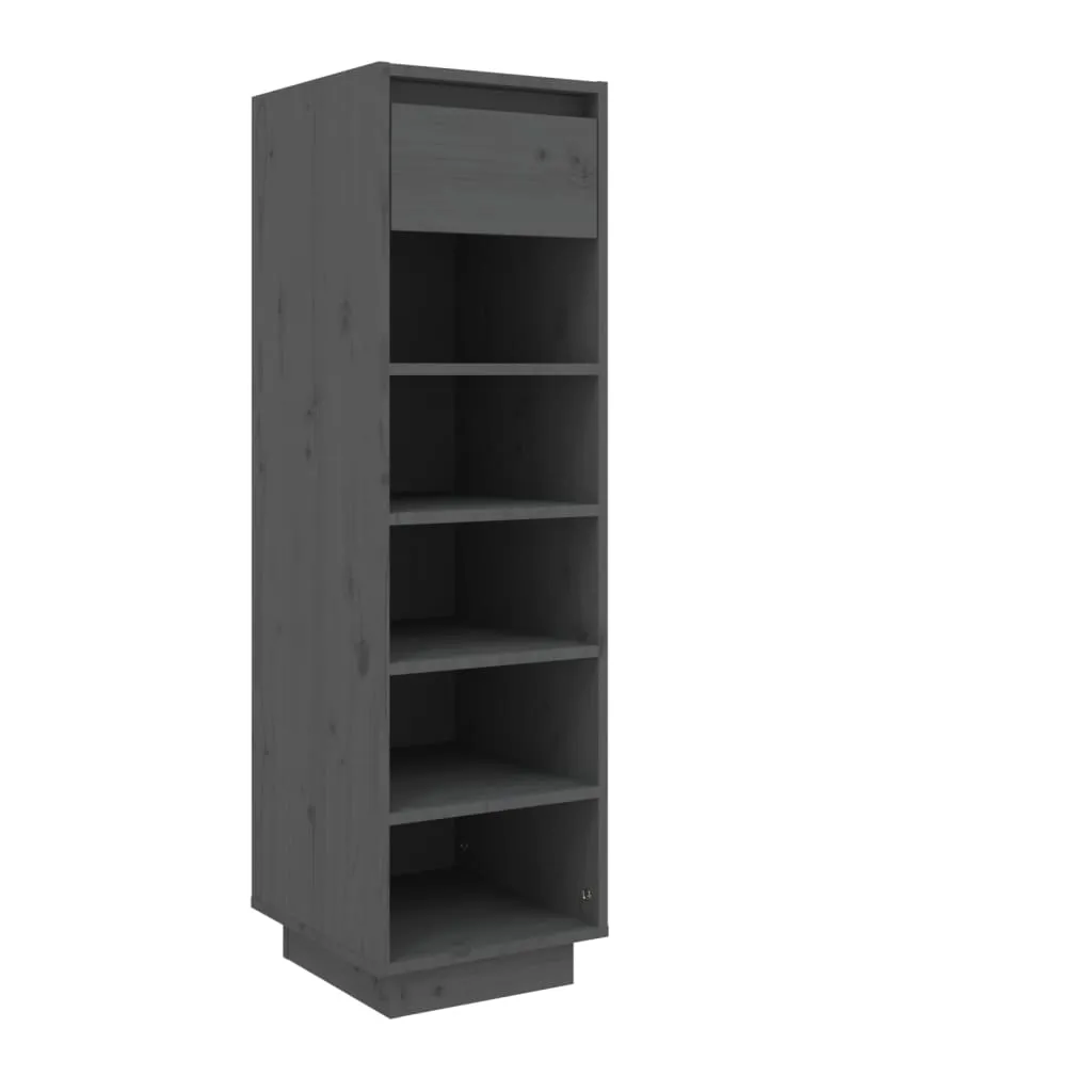 Shoe Cabinet Grey 34x30x105 cm Solid Wood Pine