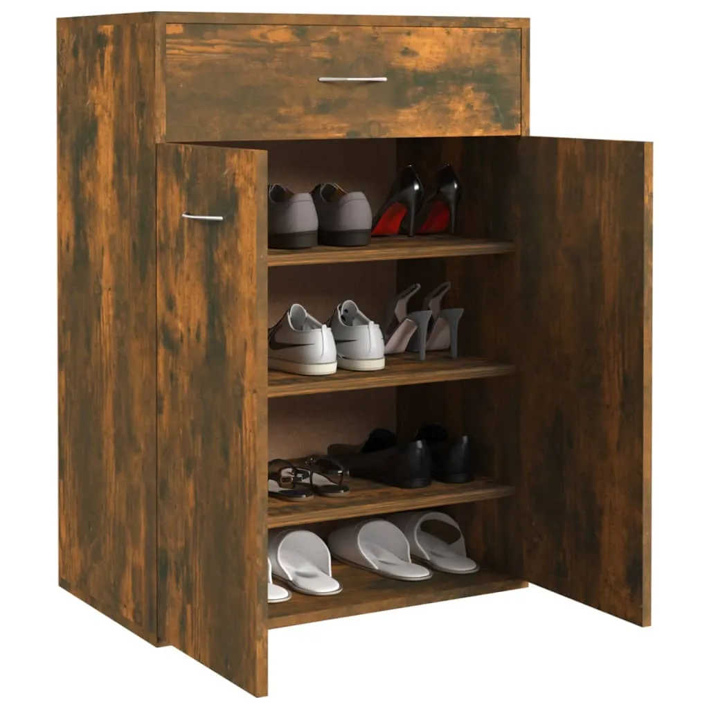 Shoe Cabinet Smoked Oak 60x35x84 cm Engineered Wood